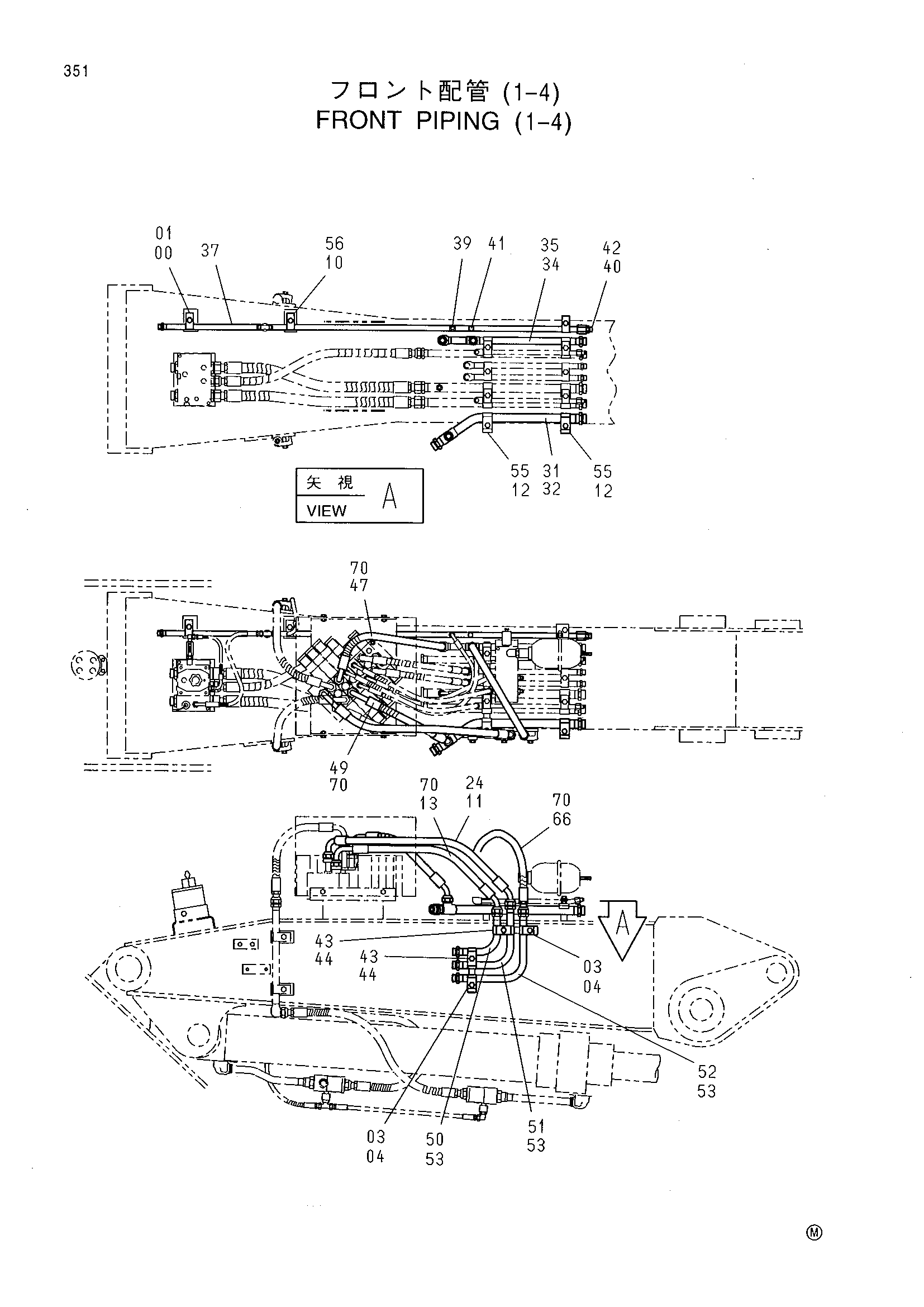 Схема Гидролинии рабочего оборудования (1-4) HITACHI RX2300