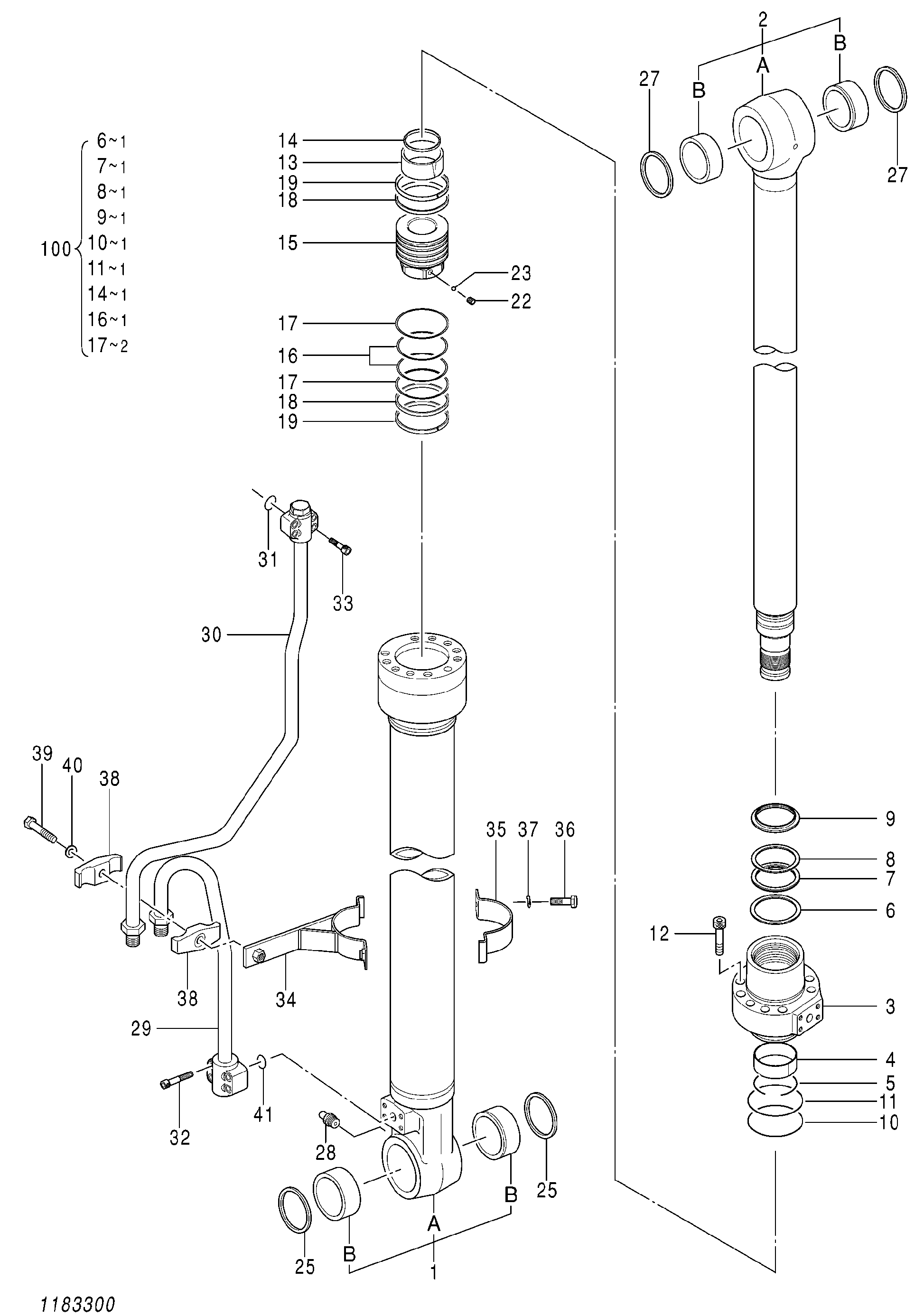 Схема Гидроцилиндр стрелы (правый)(смещаемый стрела) HITACHI ZX135US-3