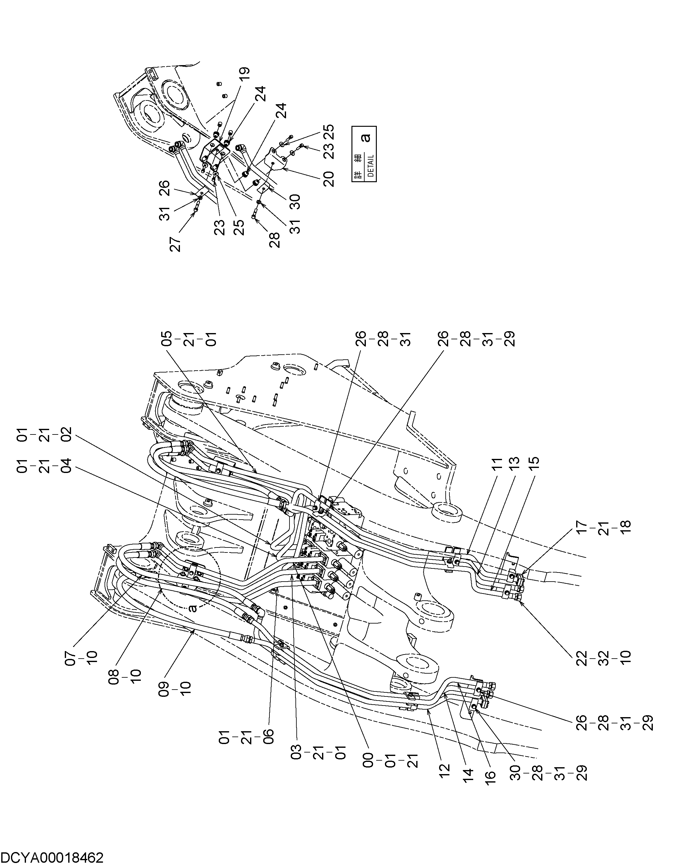 Схема Основные гидролинии HITACHI ZW250