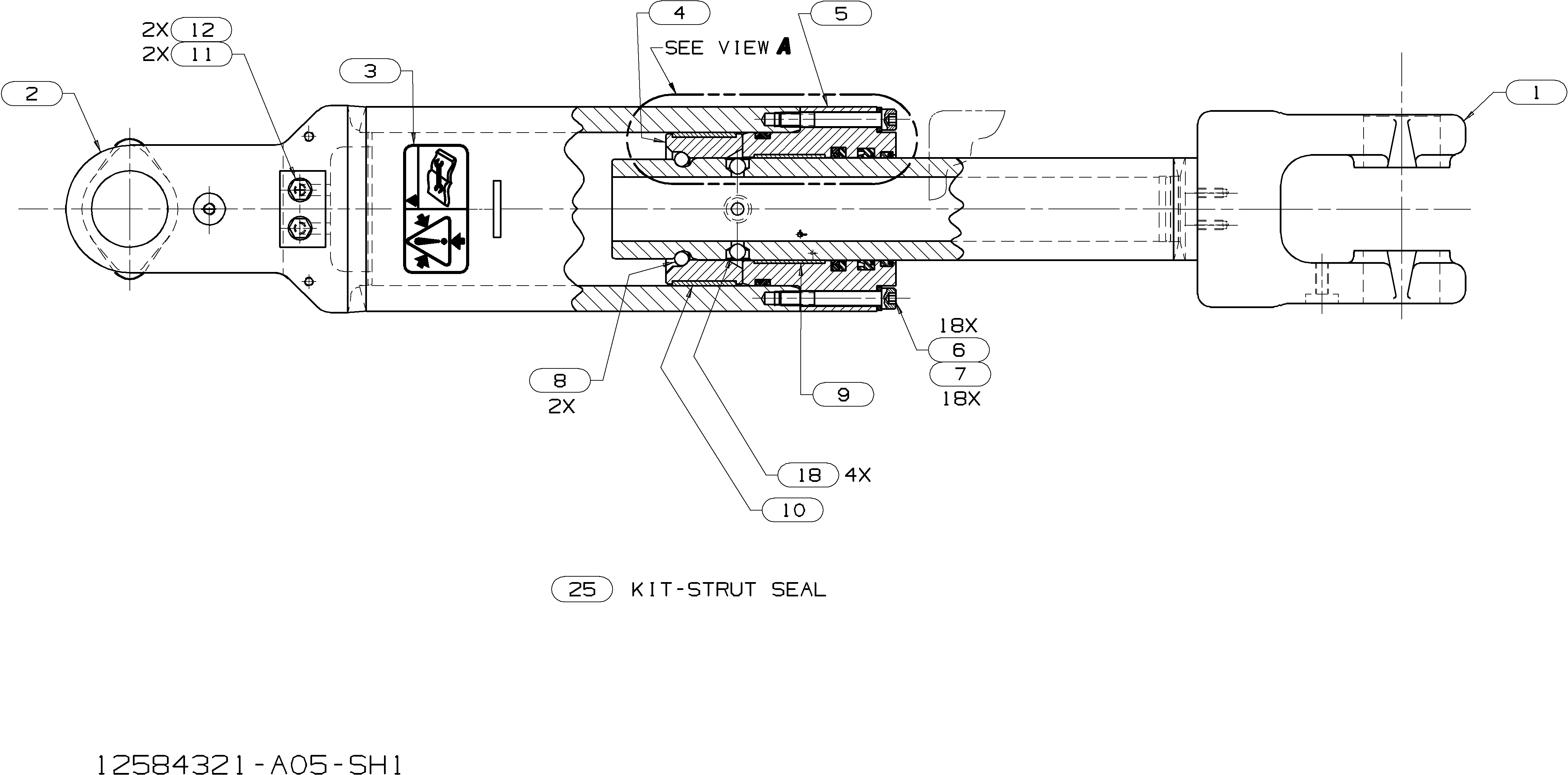 Схема 7210-Передний струт в сборе HITACHI EH1100-3