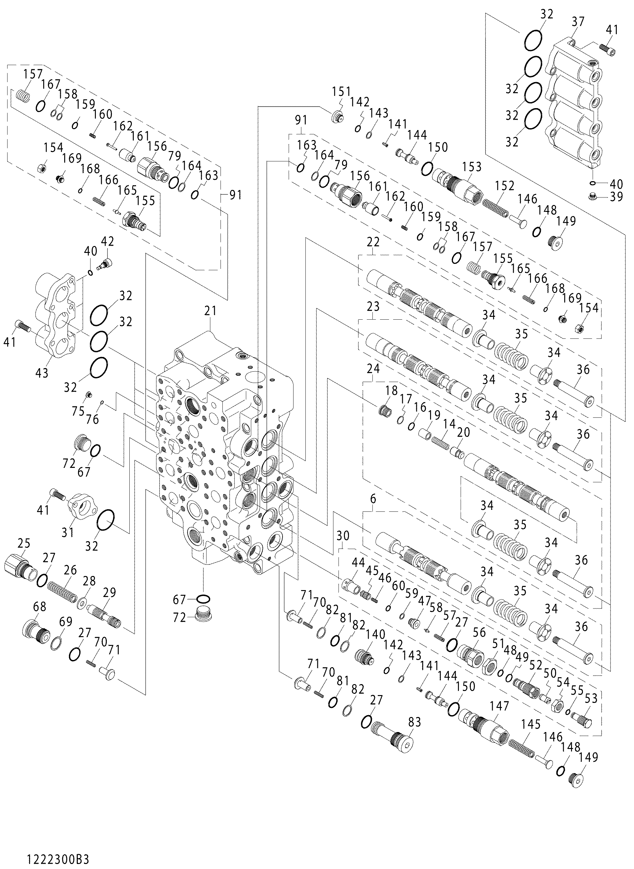 Схема Гидрораспределитель (3/4) HITACHI ZX850LC-3-DH