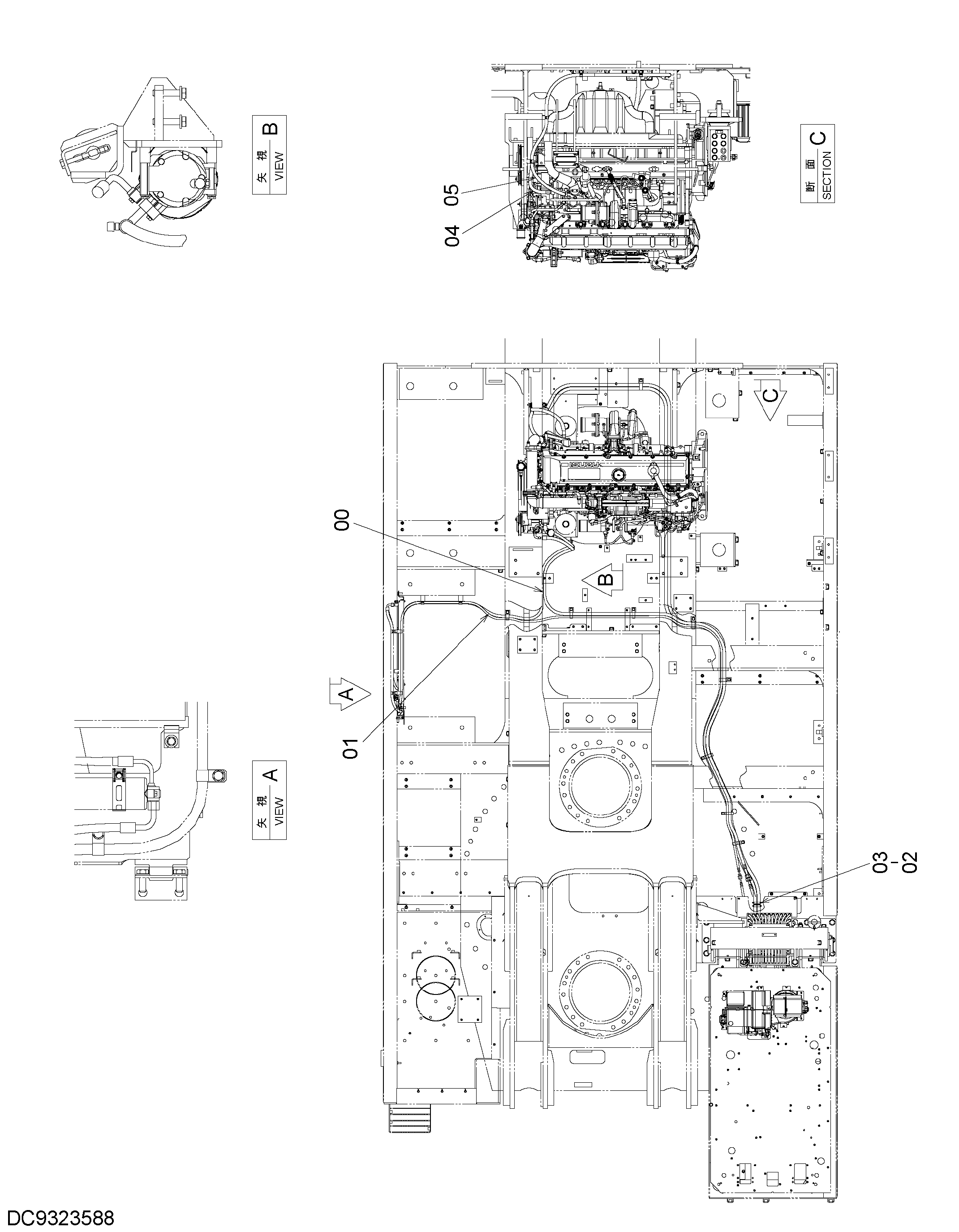 Схема Кондиционер. детали (3)(рама) HITACHI ZX870H-3
