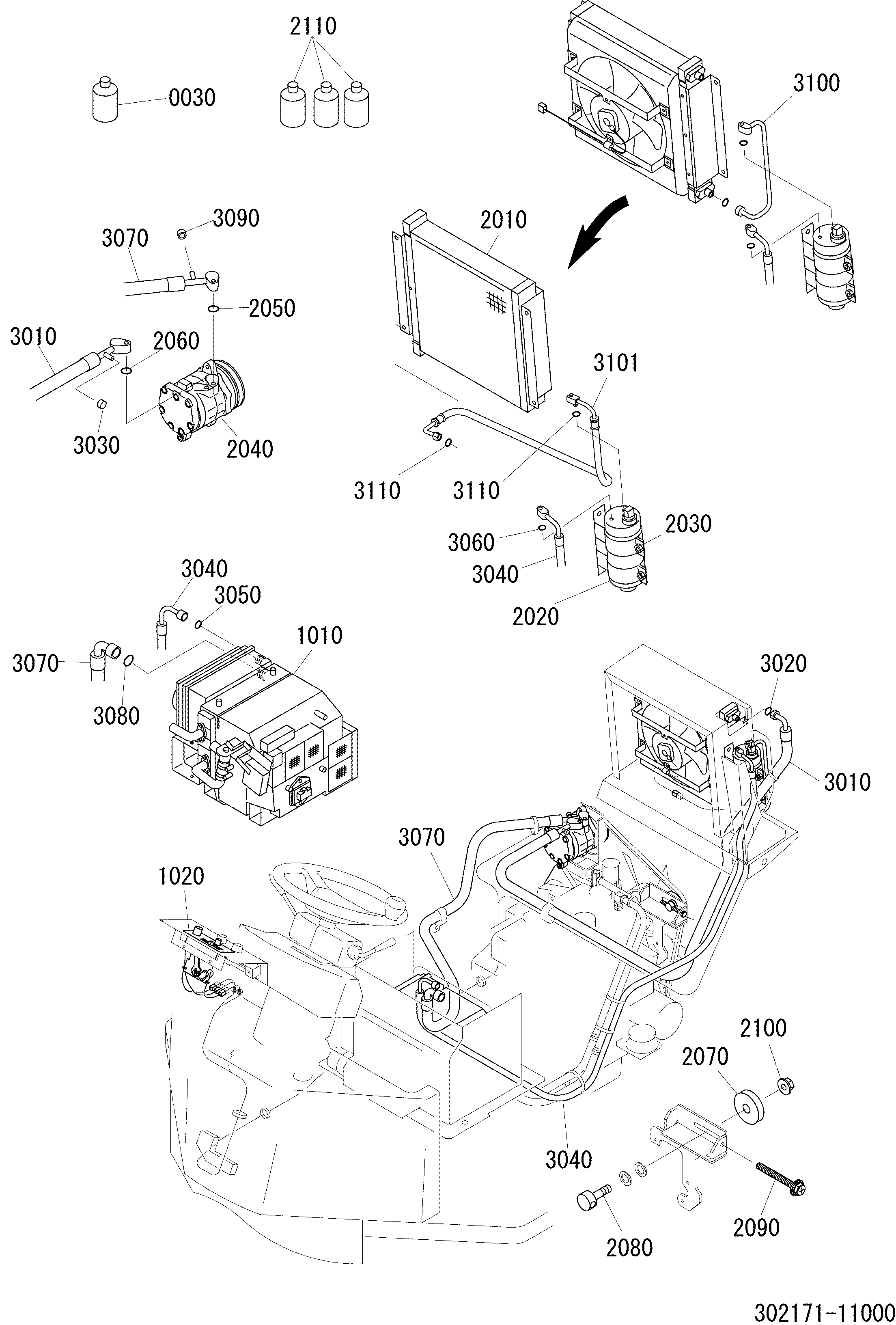 Схема ＣＡＢ ＯＰ. ＡＩＲ ＣＯＮ．ＰＡＲＴＳ HITACHI LX20-7