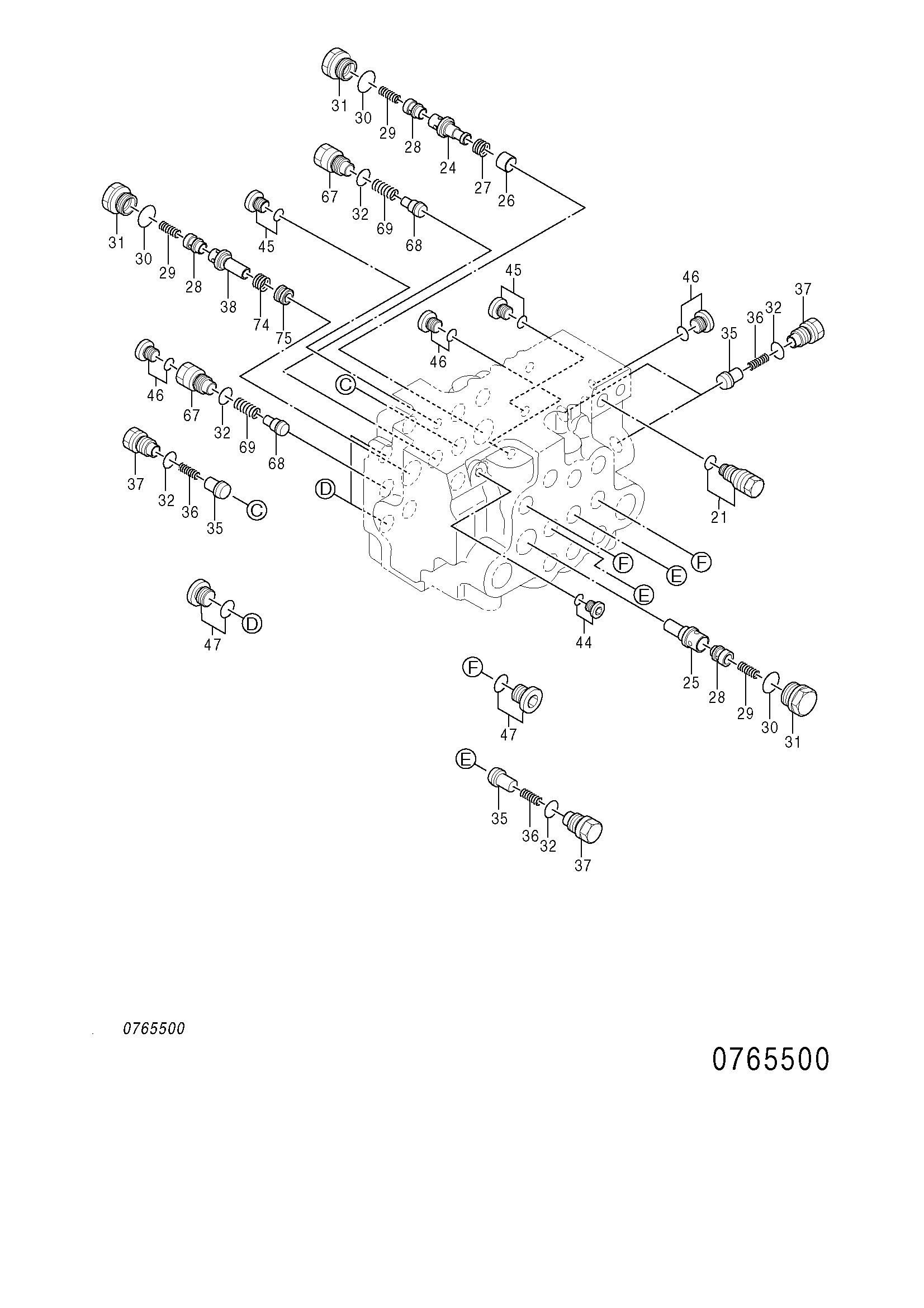 Схема Гидрораспределитель (2/3) HITACHI ZX75US