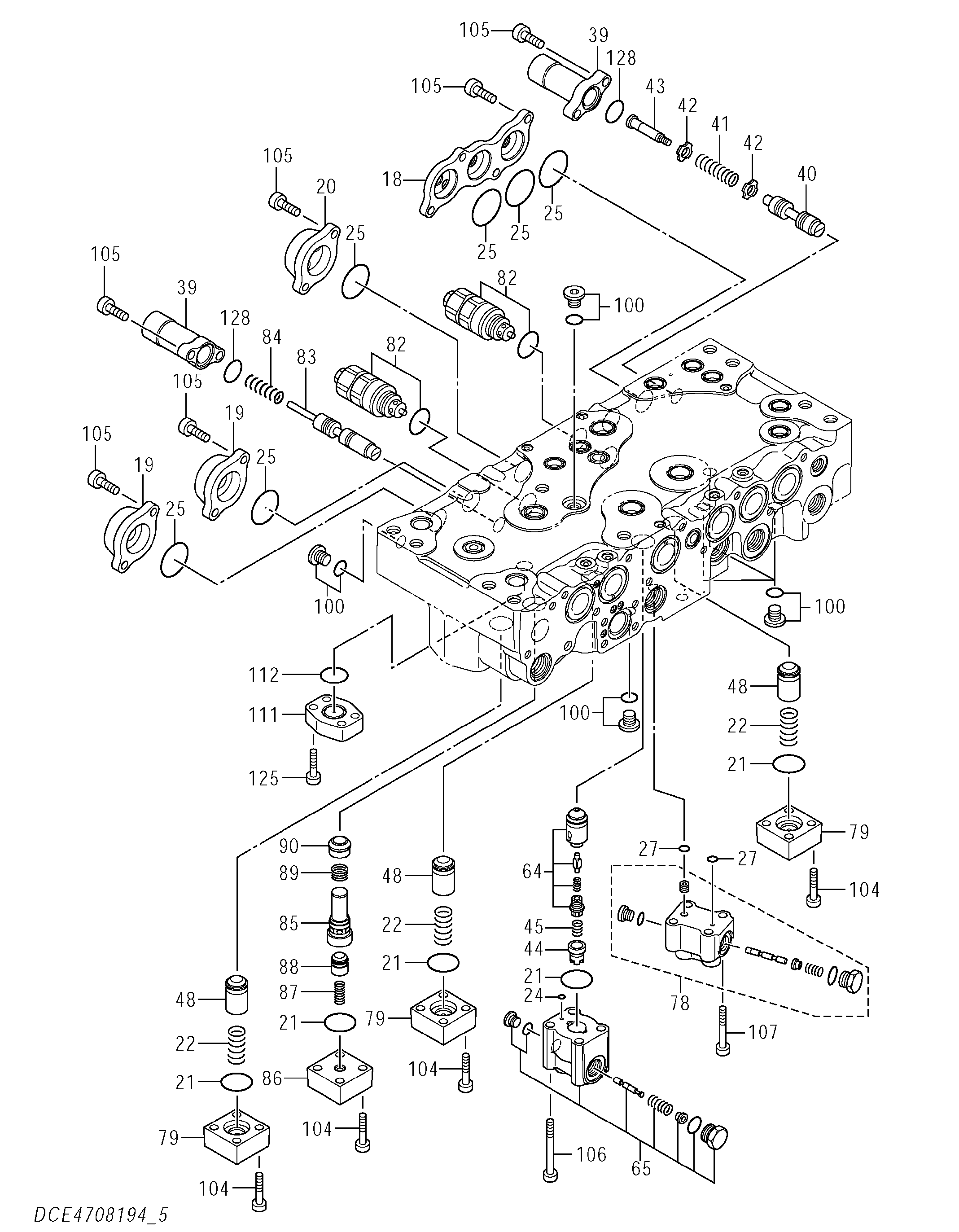 Схема Гидрораспределитель (5/5) HITACHI ZX250LCN-5B