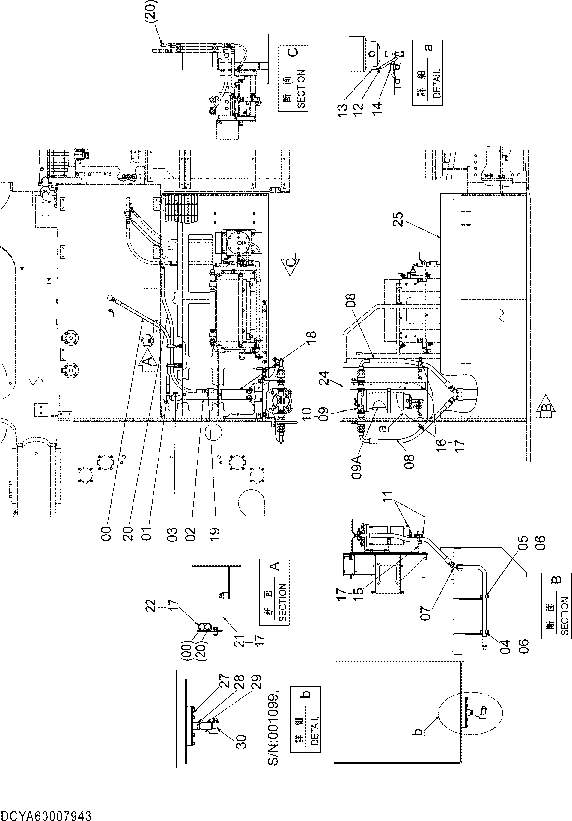 Схема Топливные трубопроводы (пре-филтер) HITACHI EX1900-6