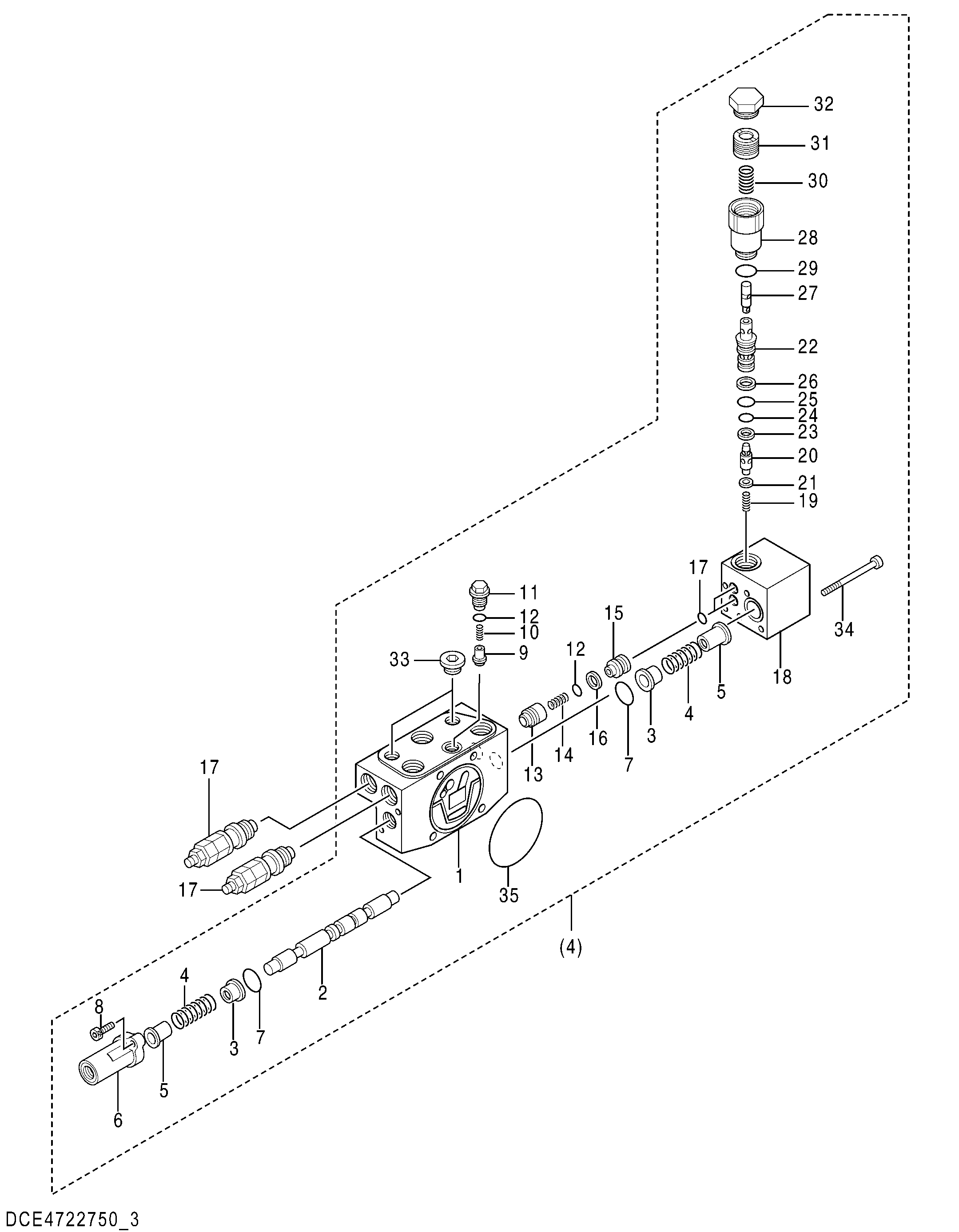 Схема Золотник секция (стрела) HITACHI ZX35U-5A