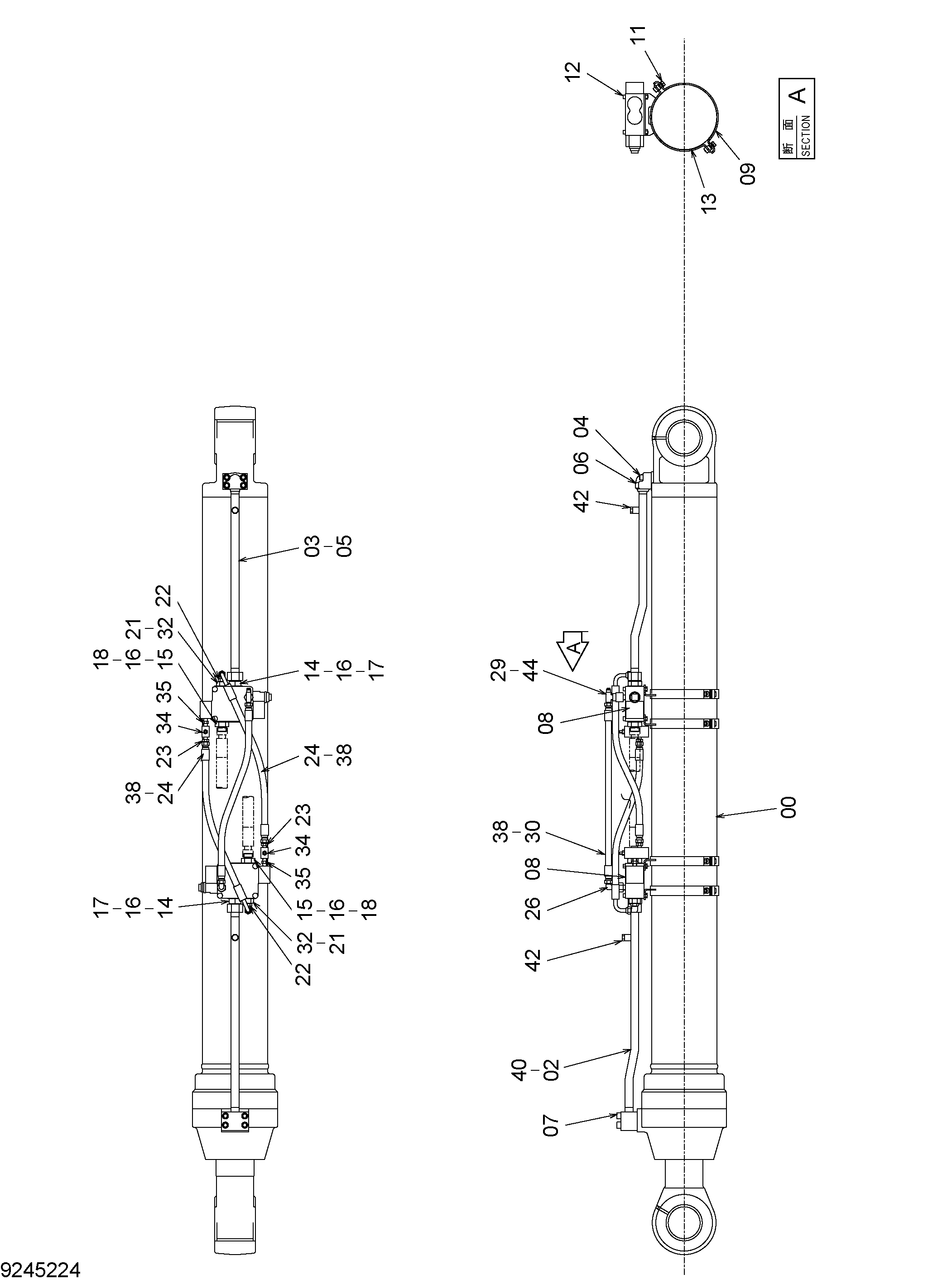 Схема Секонд гидроцилиндр рукояти HITACHI RX3300-3