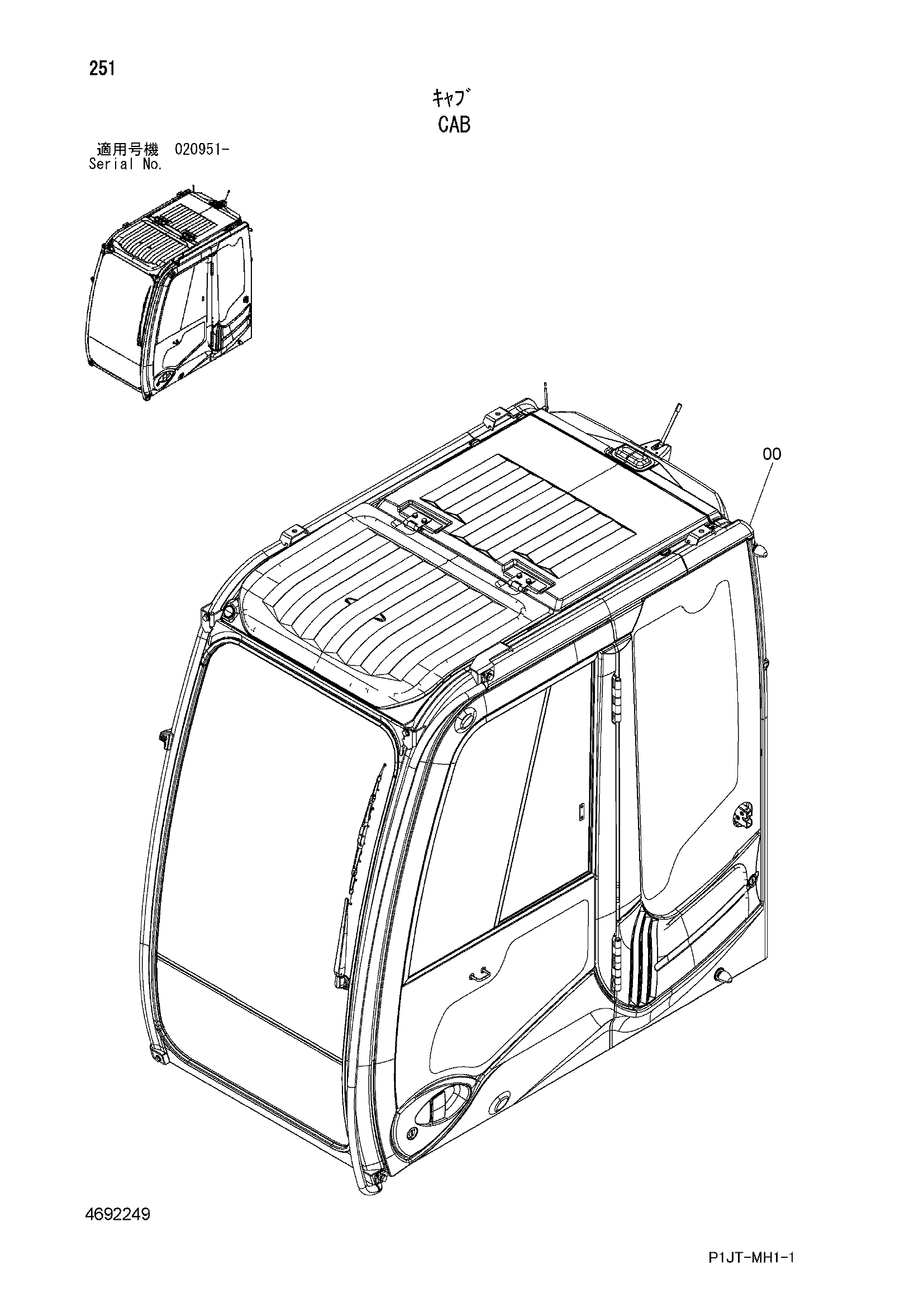 Схема Кабина HITACHI TL1100-3