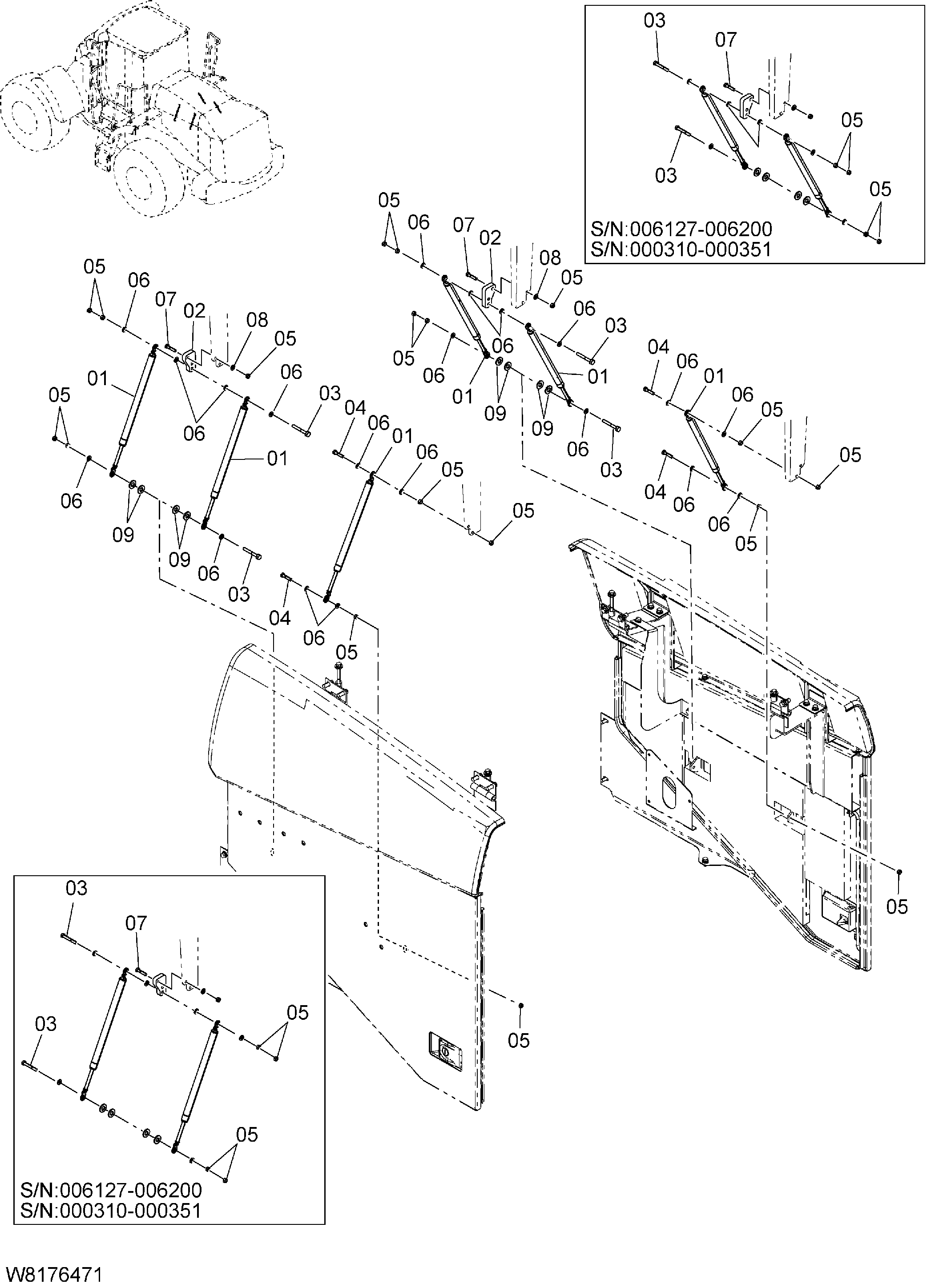 Схема GAS пружина(с полный задний крыло)(FRF) HITACHI ZW310-HCMF