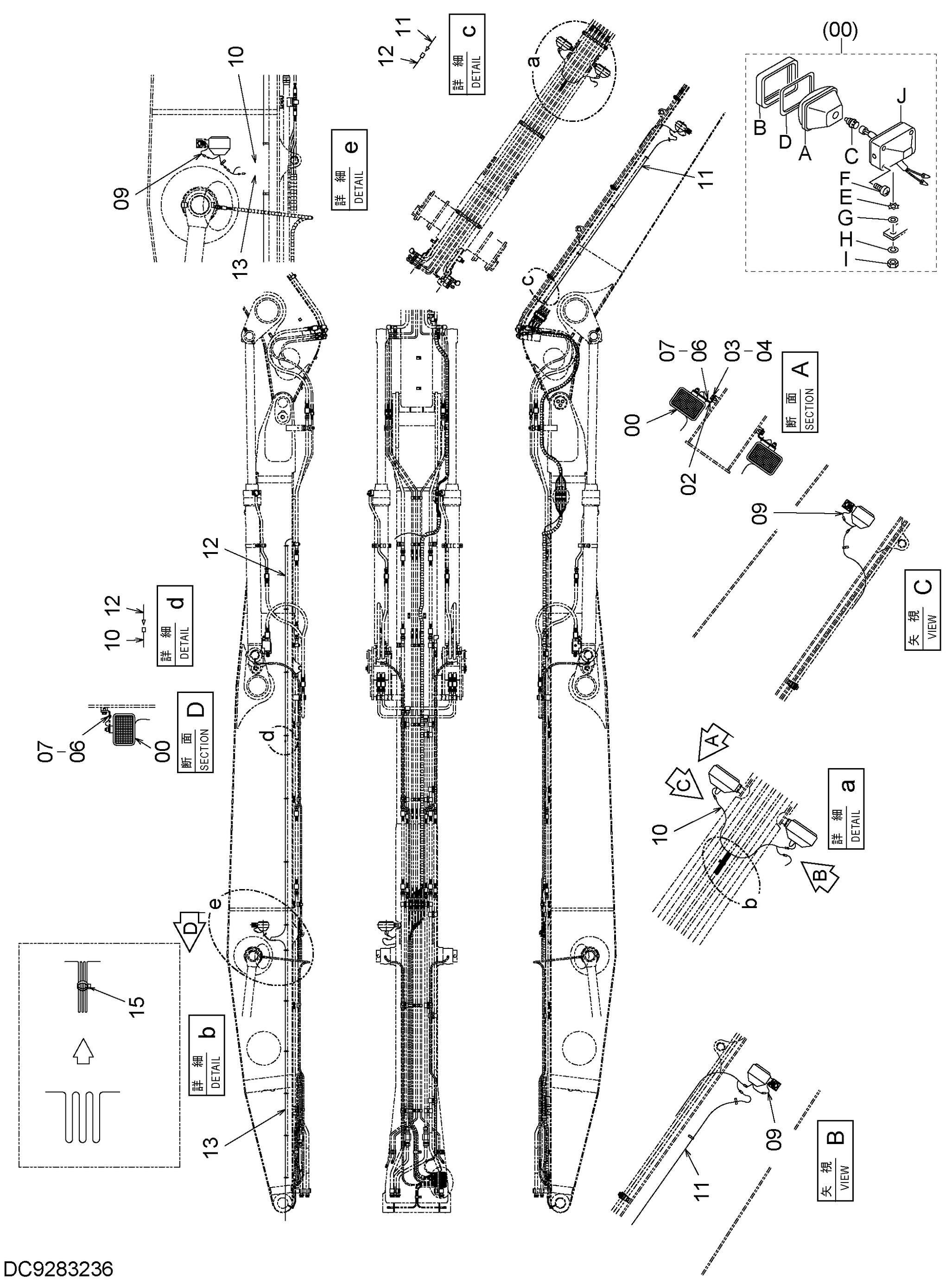 Схема Стрела освещение HITACHI ZX330-3
