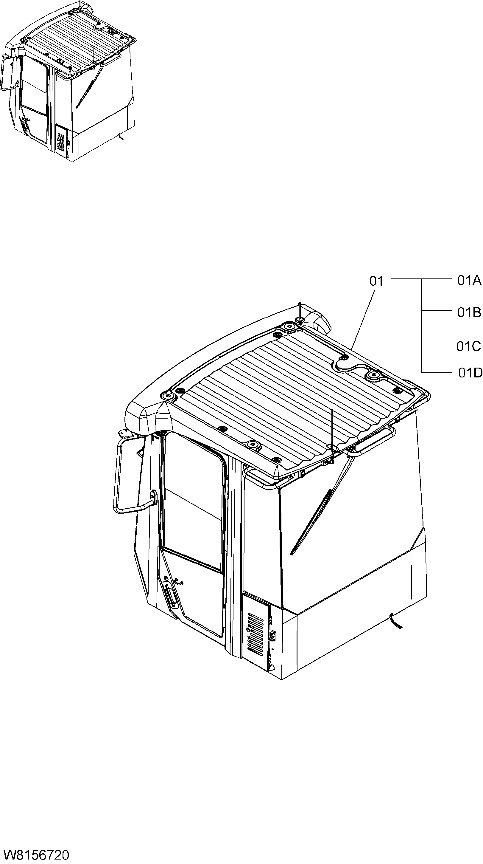 Схема Кабина (GSM специальное исполнение.) (ROC002) HITACHI ZW180
