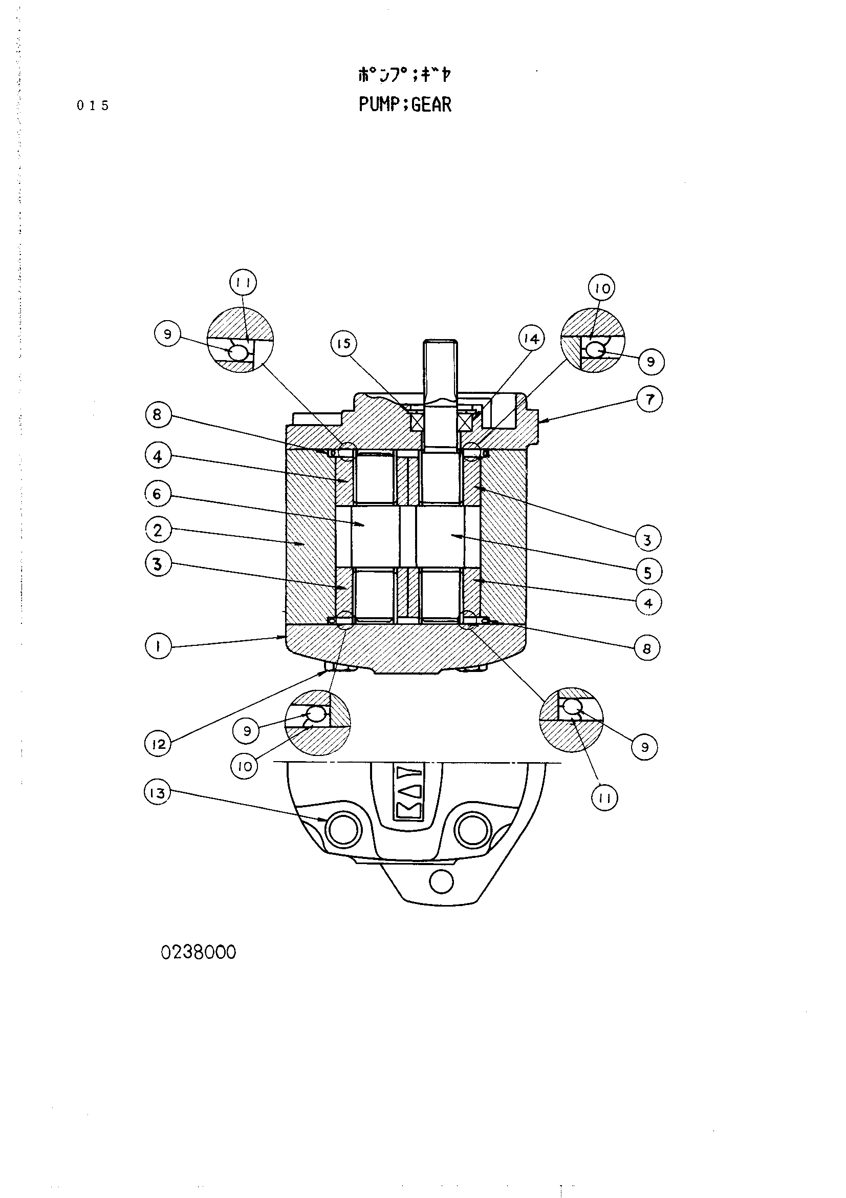 Схема Пилотный шестерня насос HITACHI UH181