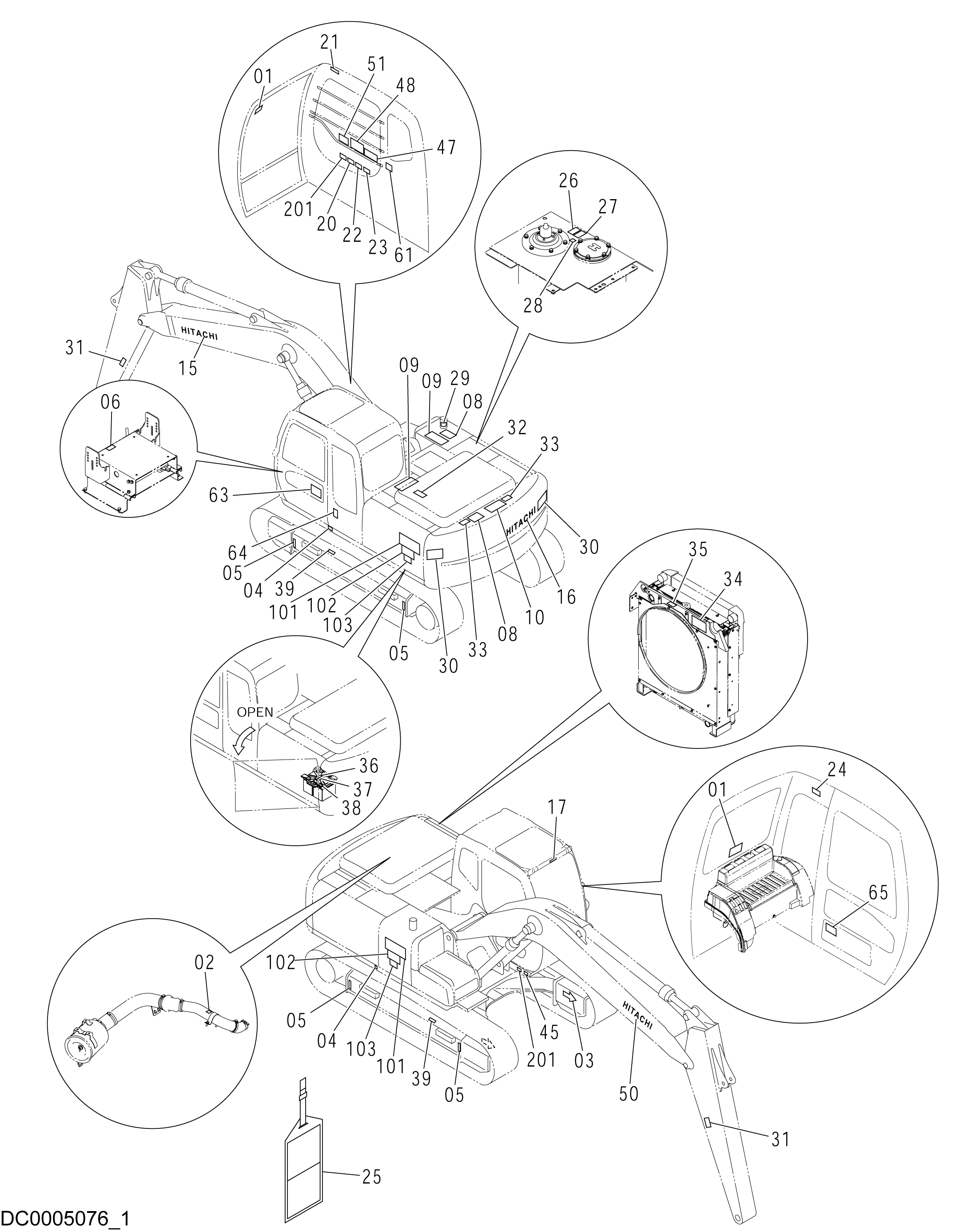 Схема Информационная табличка (1) HITACHI ZX160