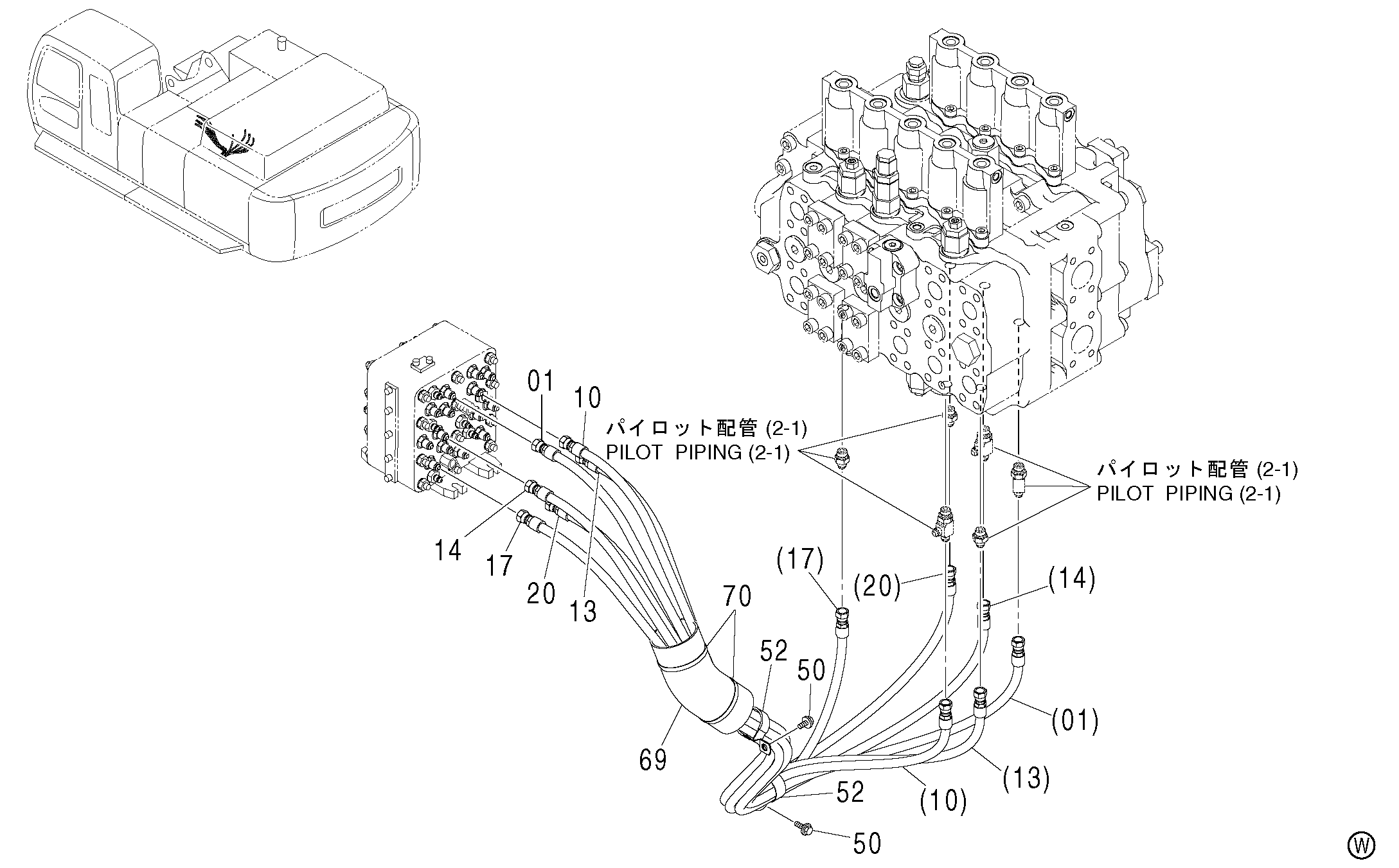 Схема Пилотные гидролинии (5-2) HITACHI ZX450