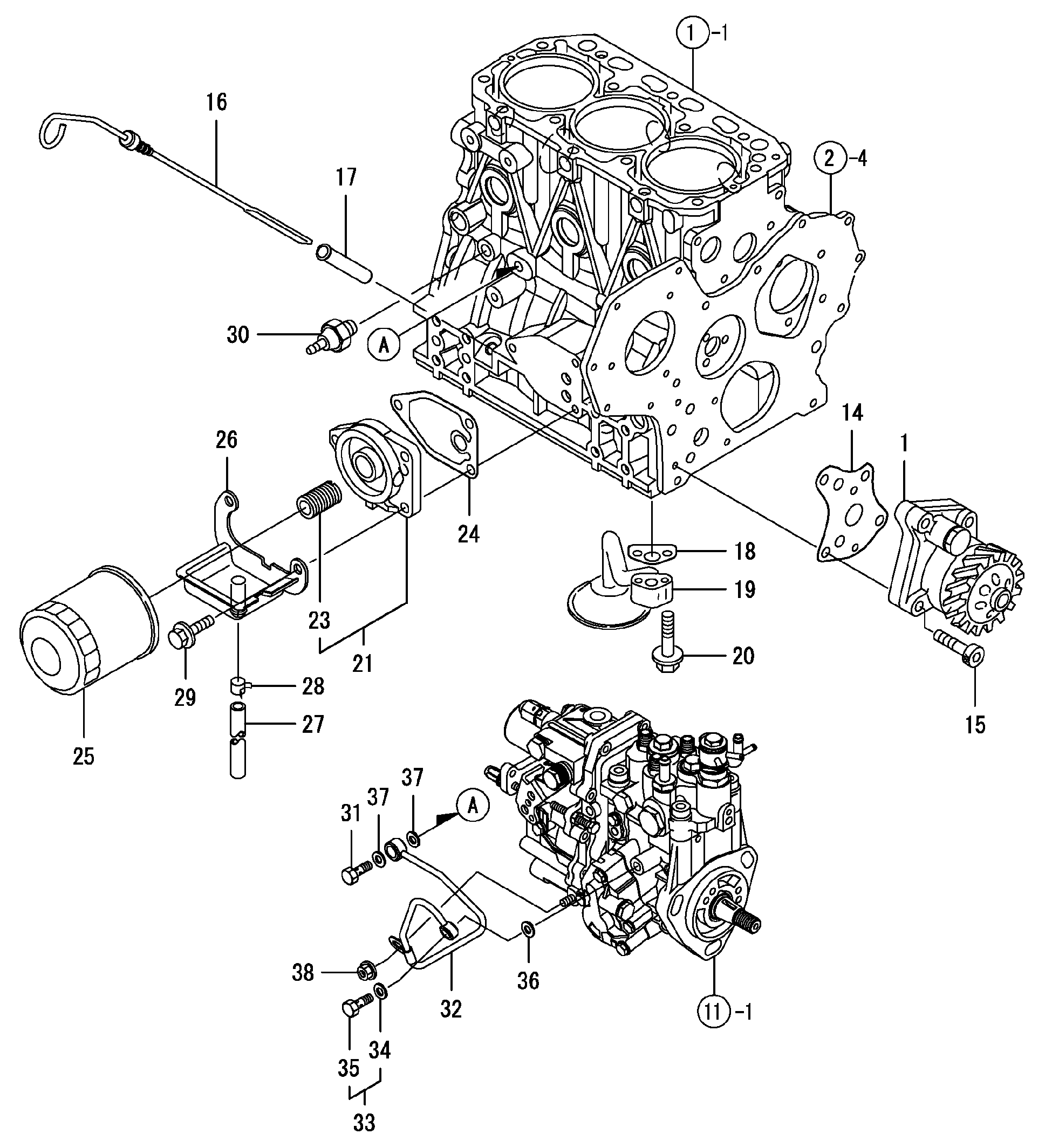 Схема Луб.оил система HITACHI ZX30UR-3U