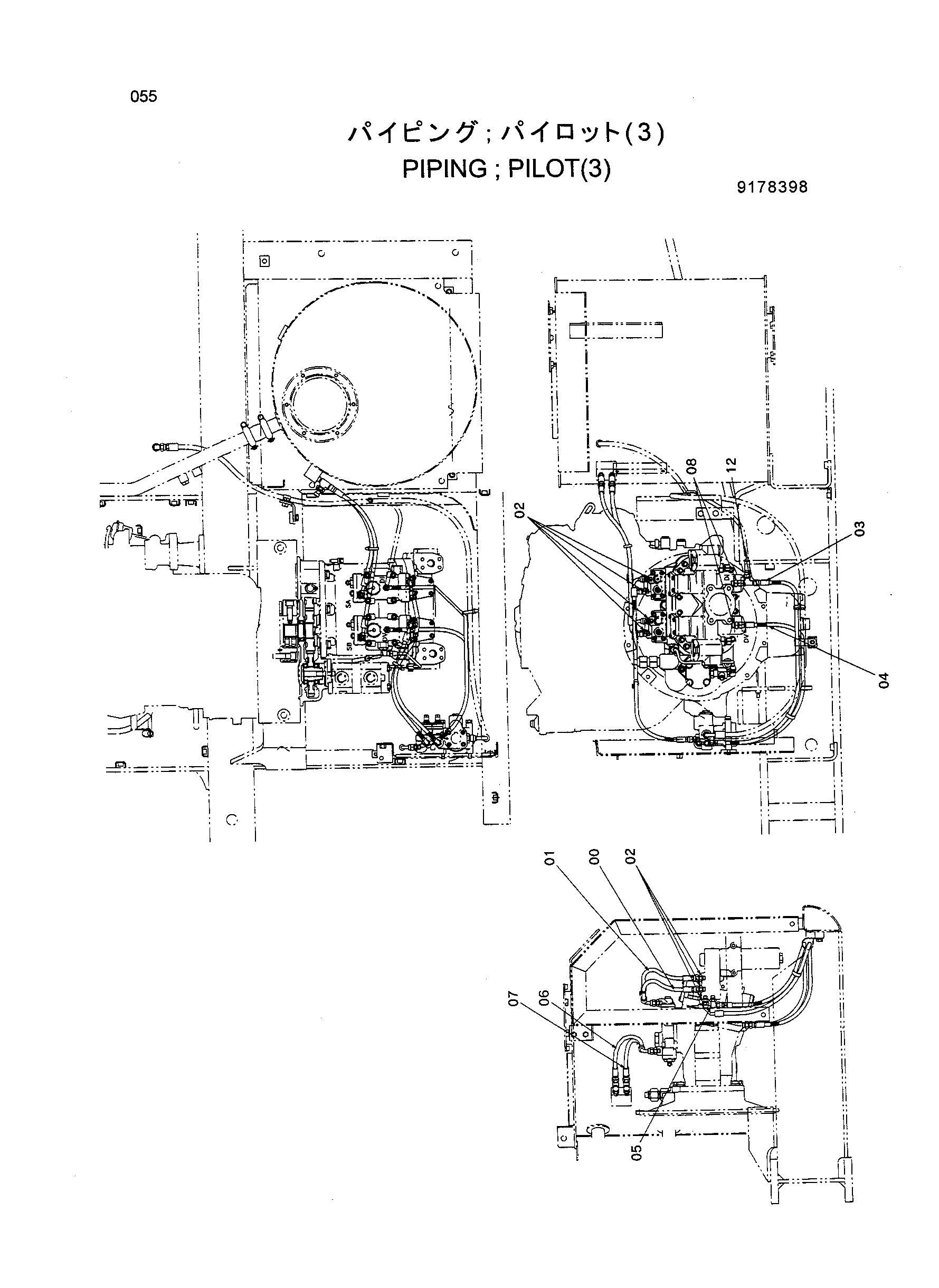 Схема Трубопроводы пилотный(3) HITACHI HR420G-5