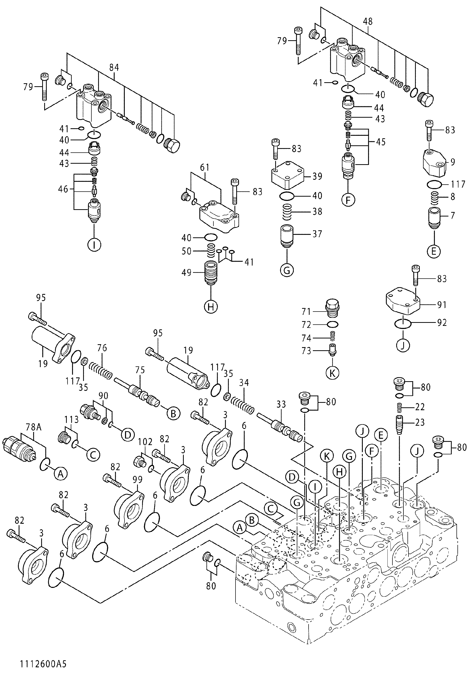 Схема Гидрораспределитель (5/5) HITACHI ZX225USR-3