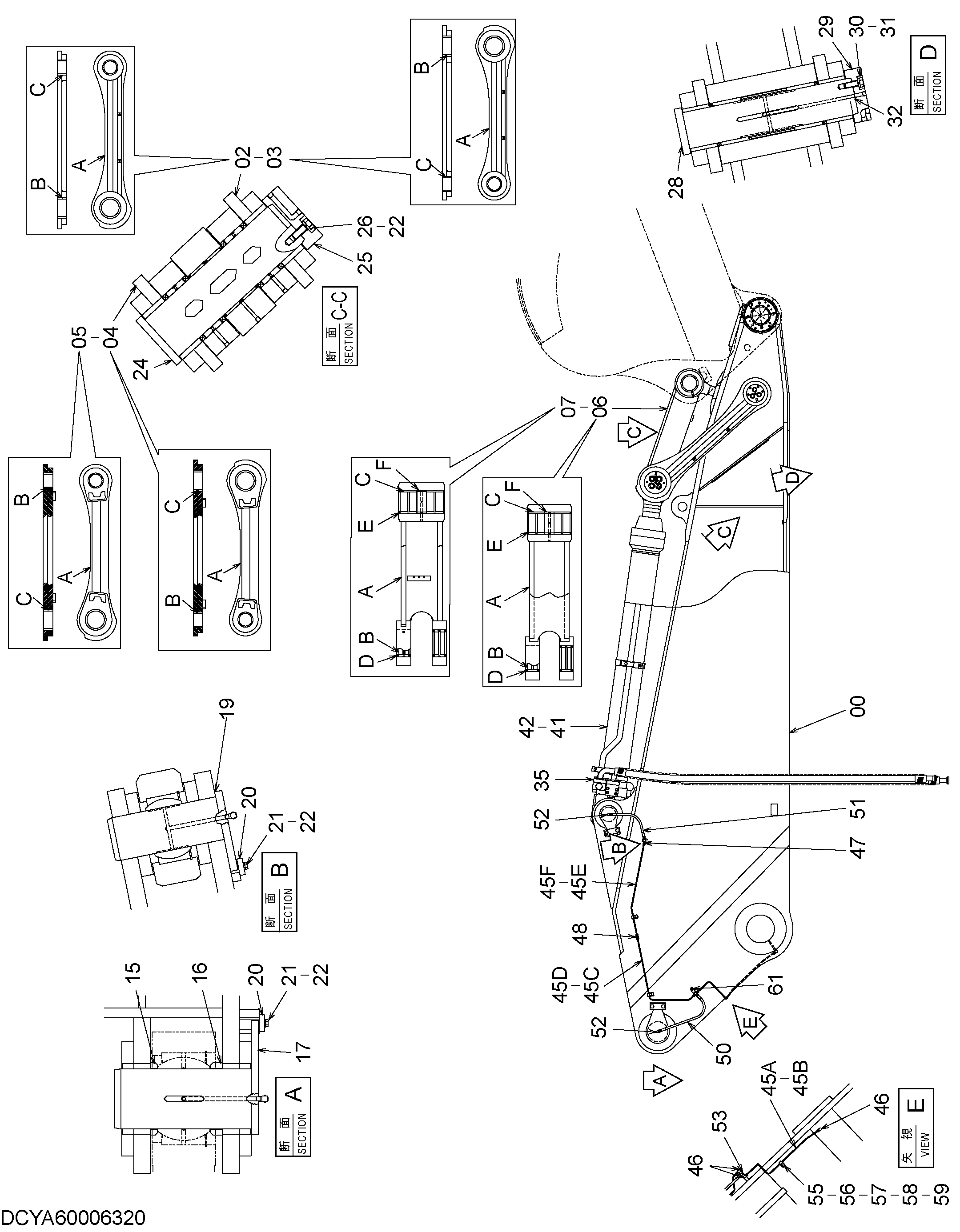 Схема Рукоять 5.5m в сборе HITACHI EX1900-6