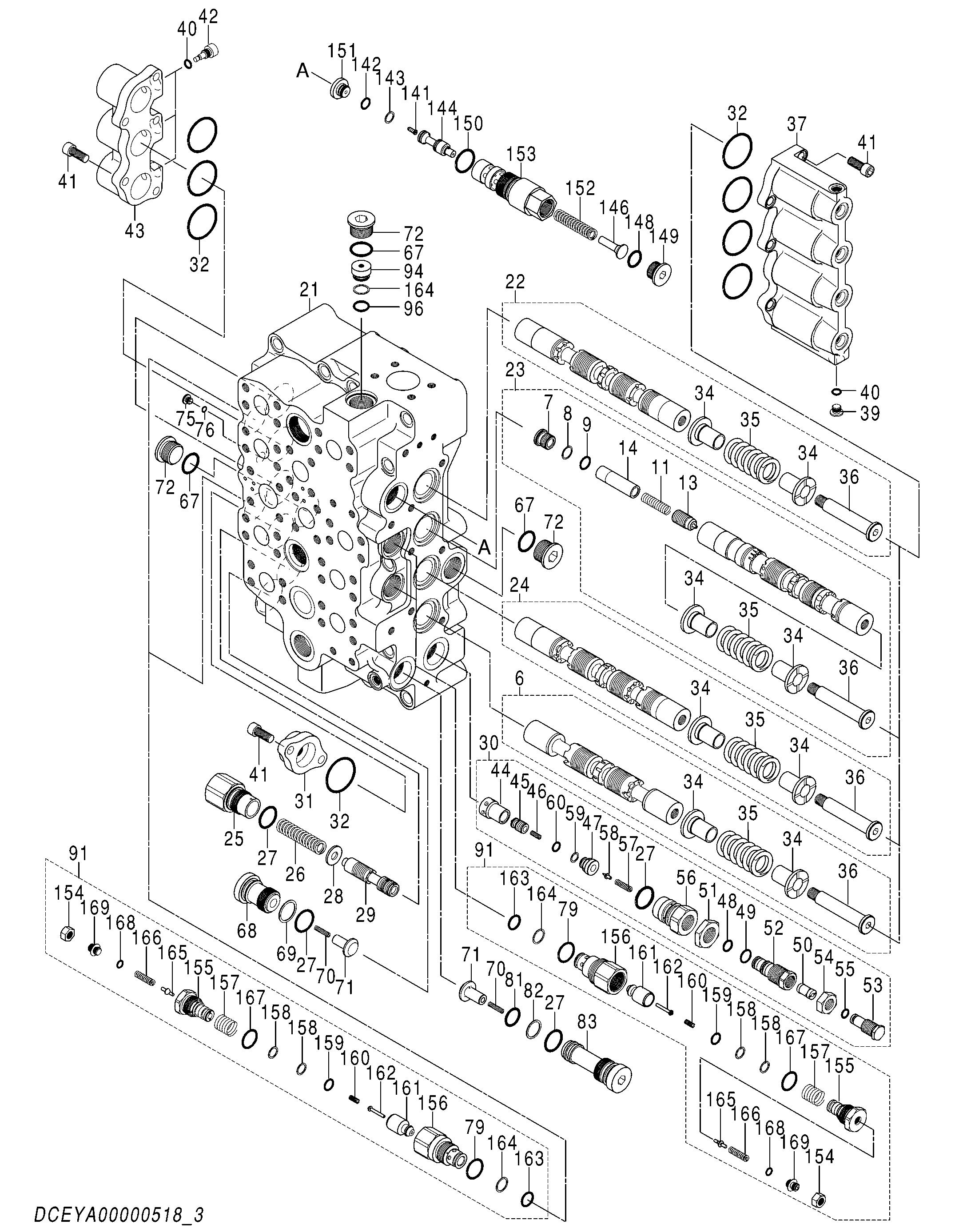 Схема Гидрораспределитель (3/4) HITACHI EX1200-6