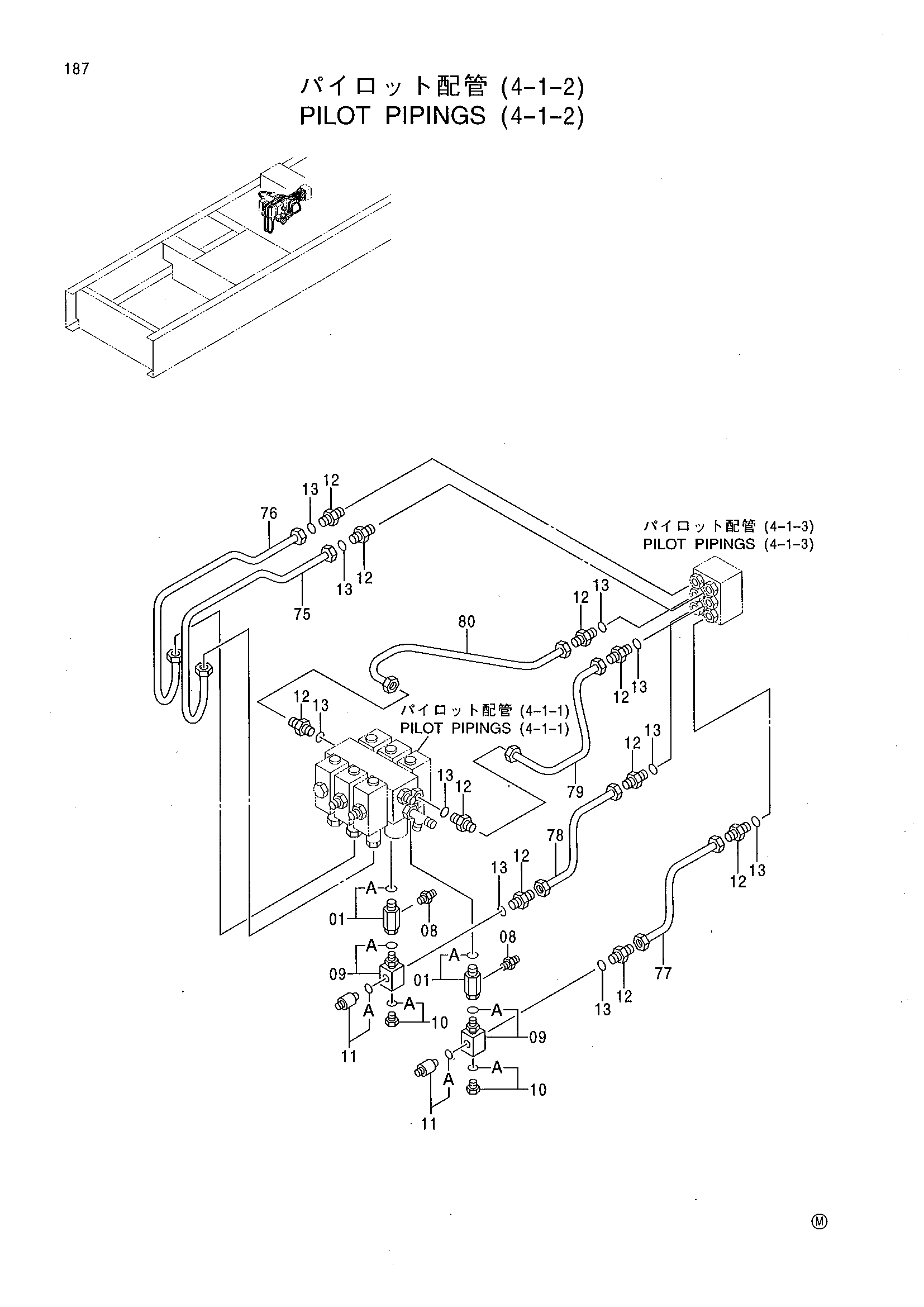 Схема Пилотный трубопроводы (4-1-2) HITACHI CX1100