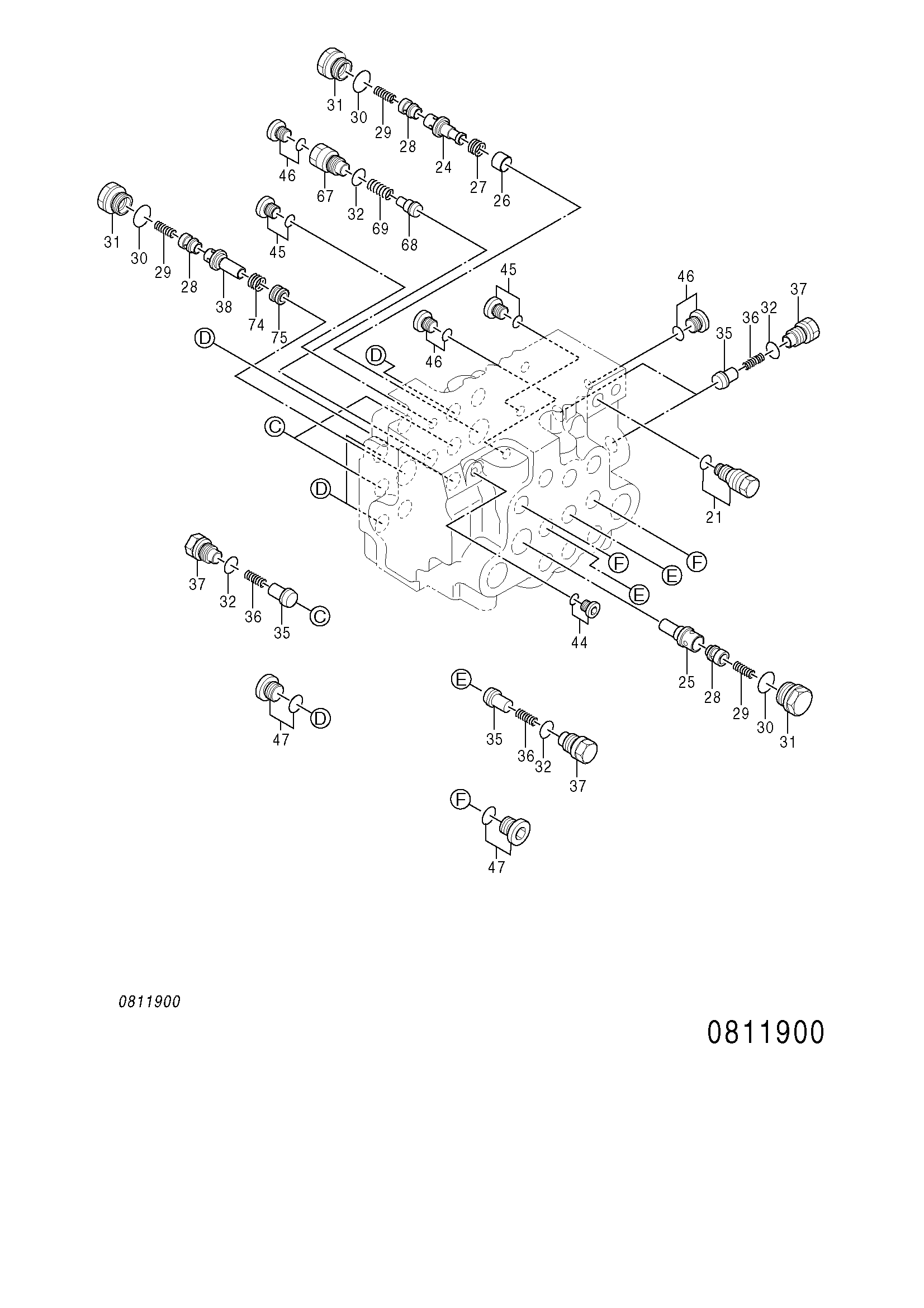 Схема Гидрораспределитель (2/3) HITACHI ZX75US
