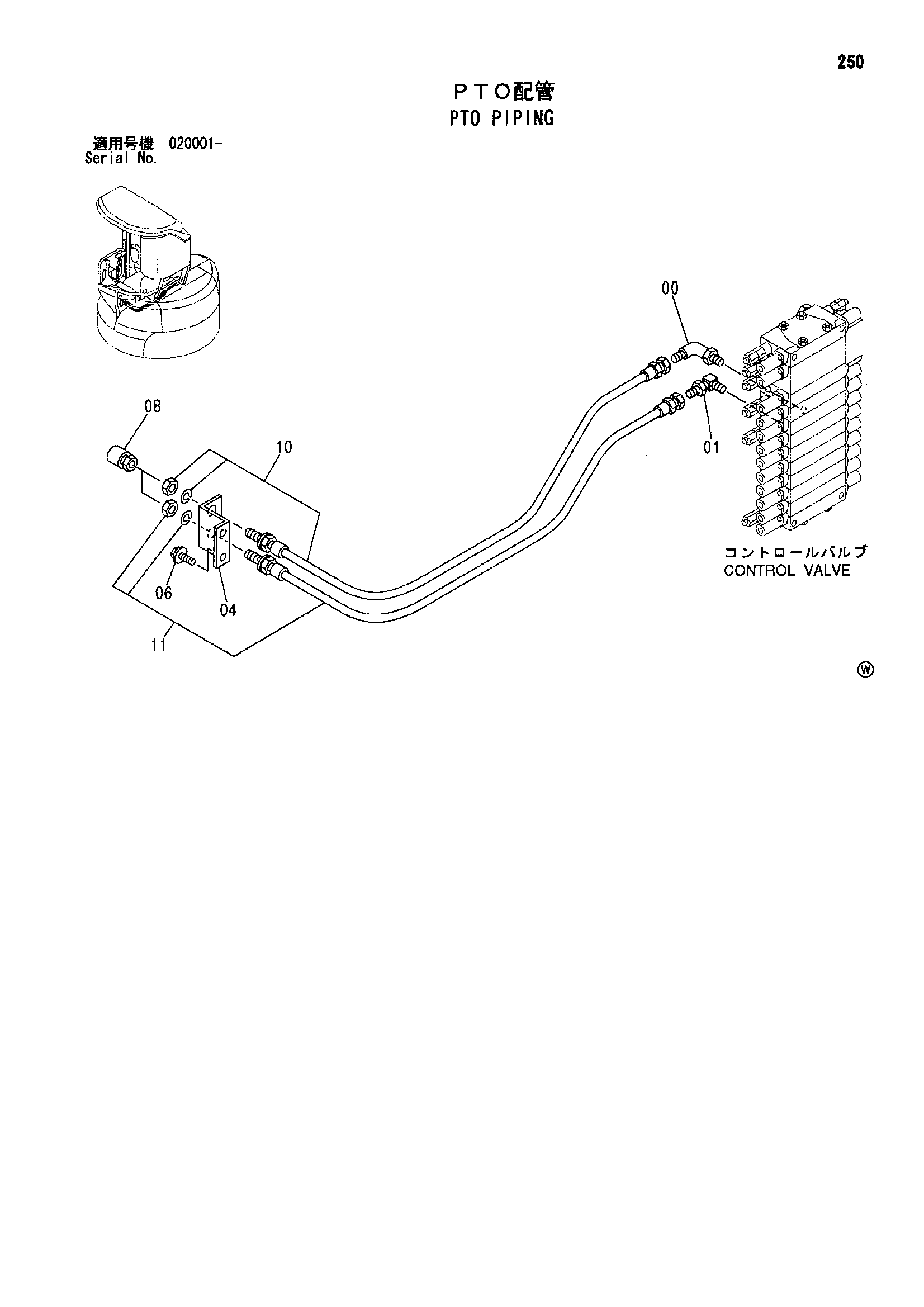 Схема PTO трубопроводы HITACHI ZX30UR