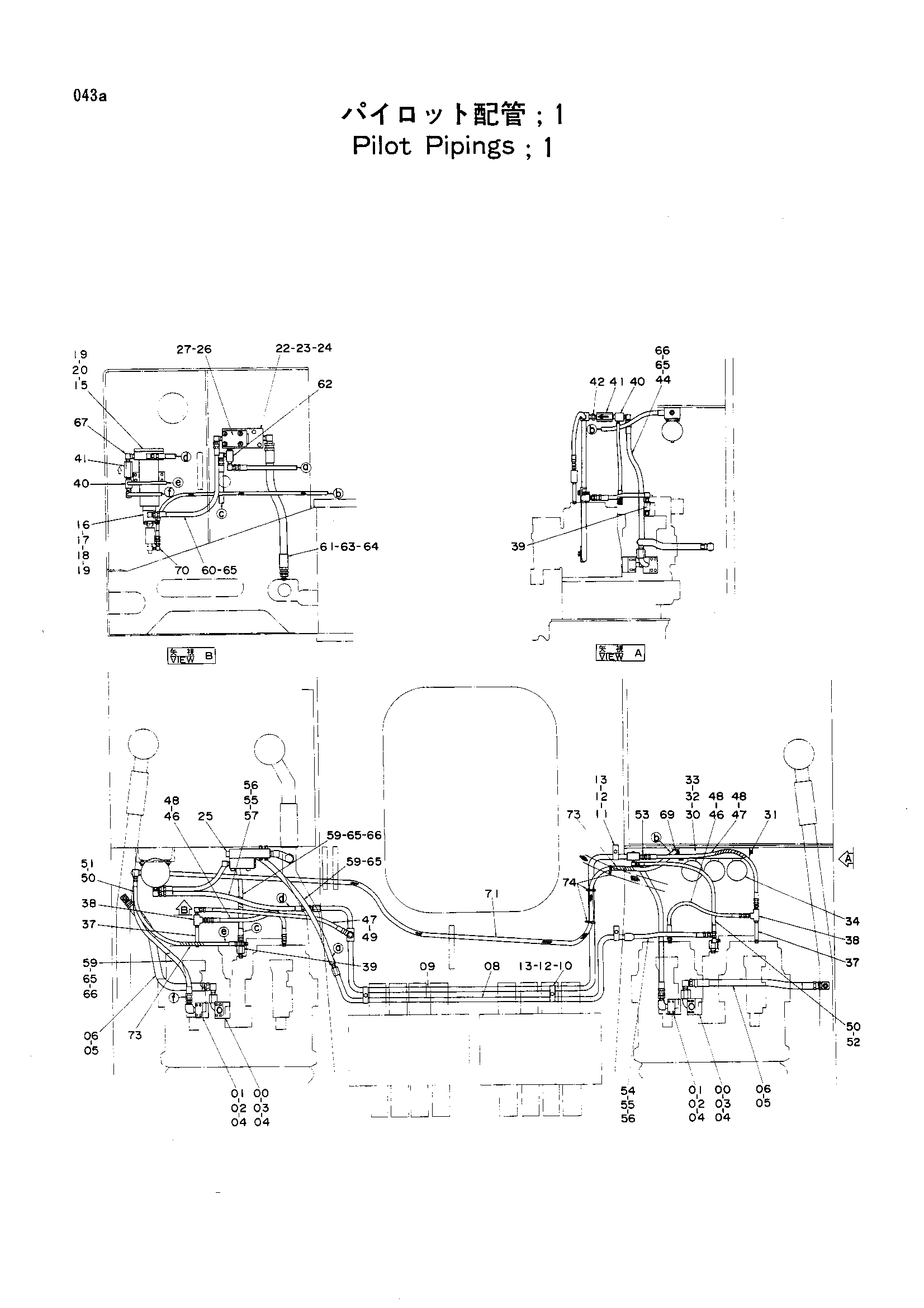 Схема Пилотный трубопроводы 1 HITACHI EX1000