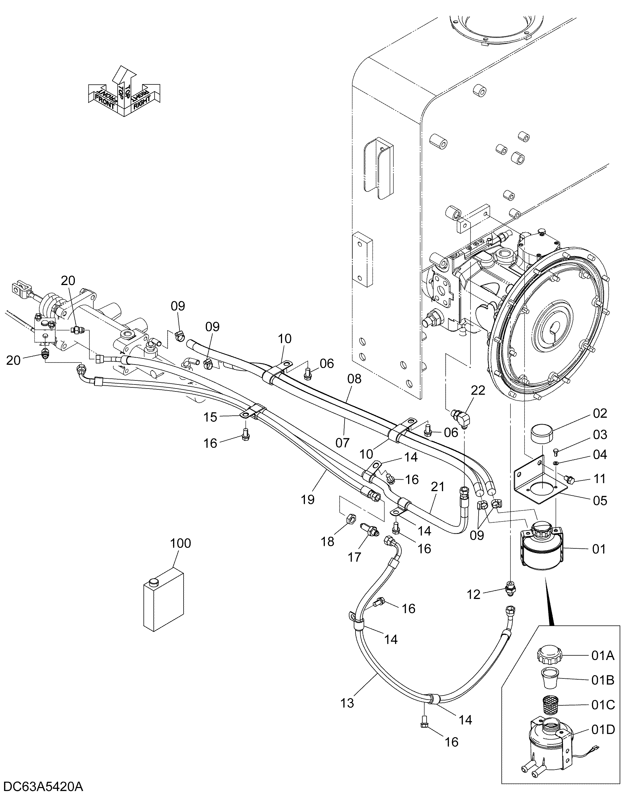 Схема Тормоз трубопроводы (1) HITACHI ZW100-G