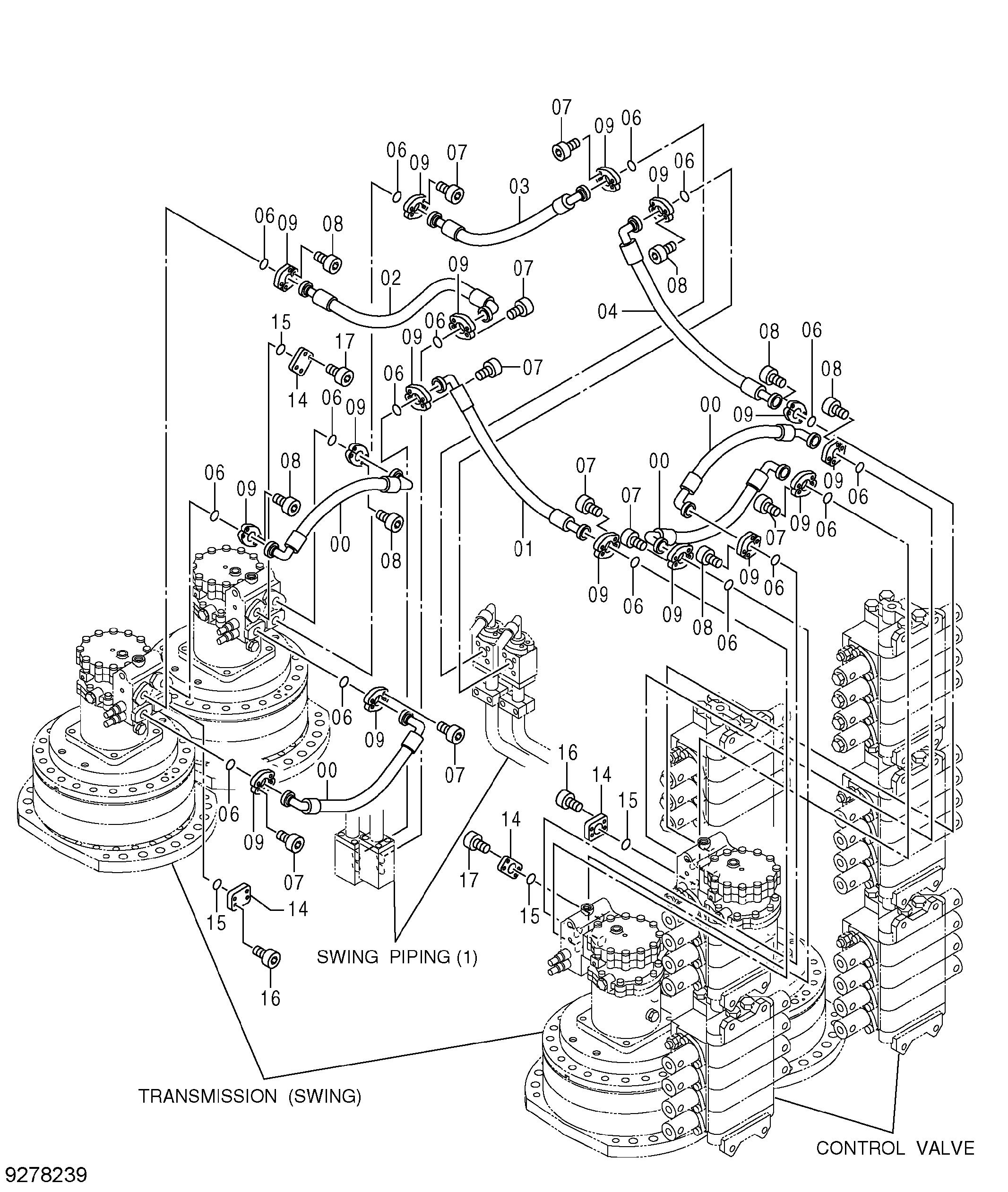 Схема Поворот трубопроводы (2) HITACHI EX5600-6LD
