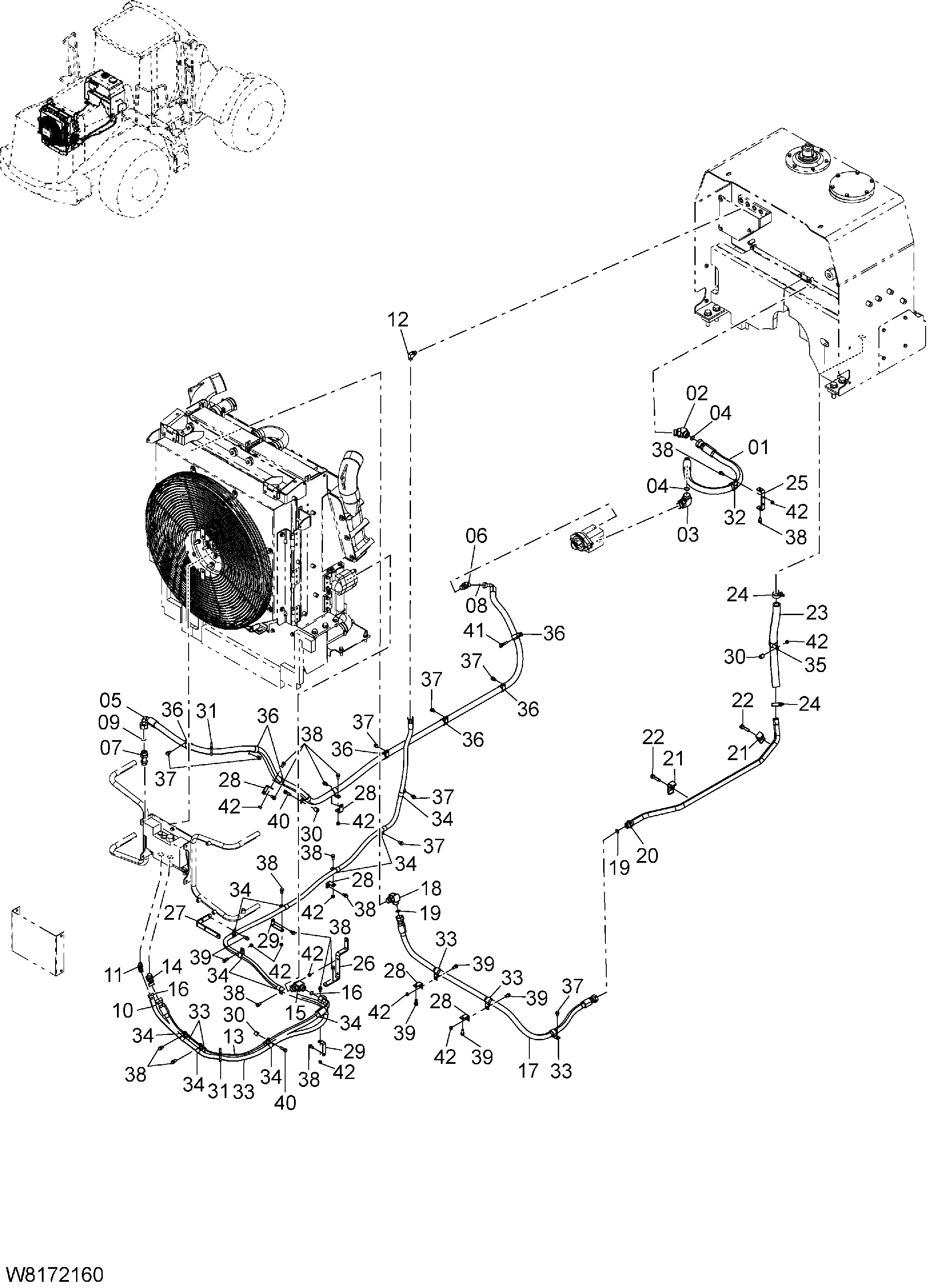 Схема Охлаждение устройство трубопроводы(1) HITACHI ZW310