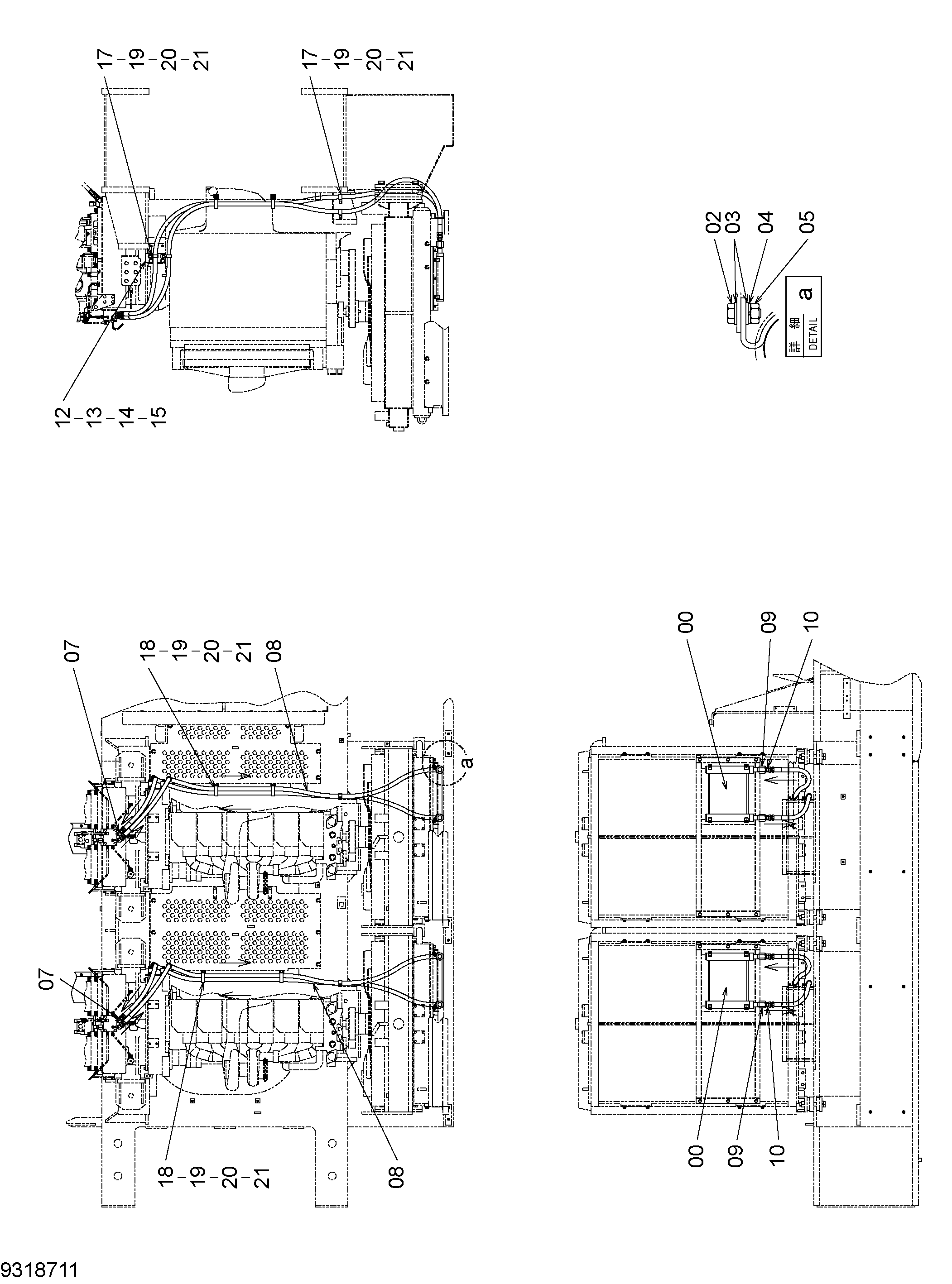 Схема Радиатор трубопроводы HITACHI EX1800-3