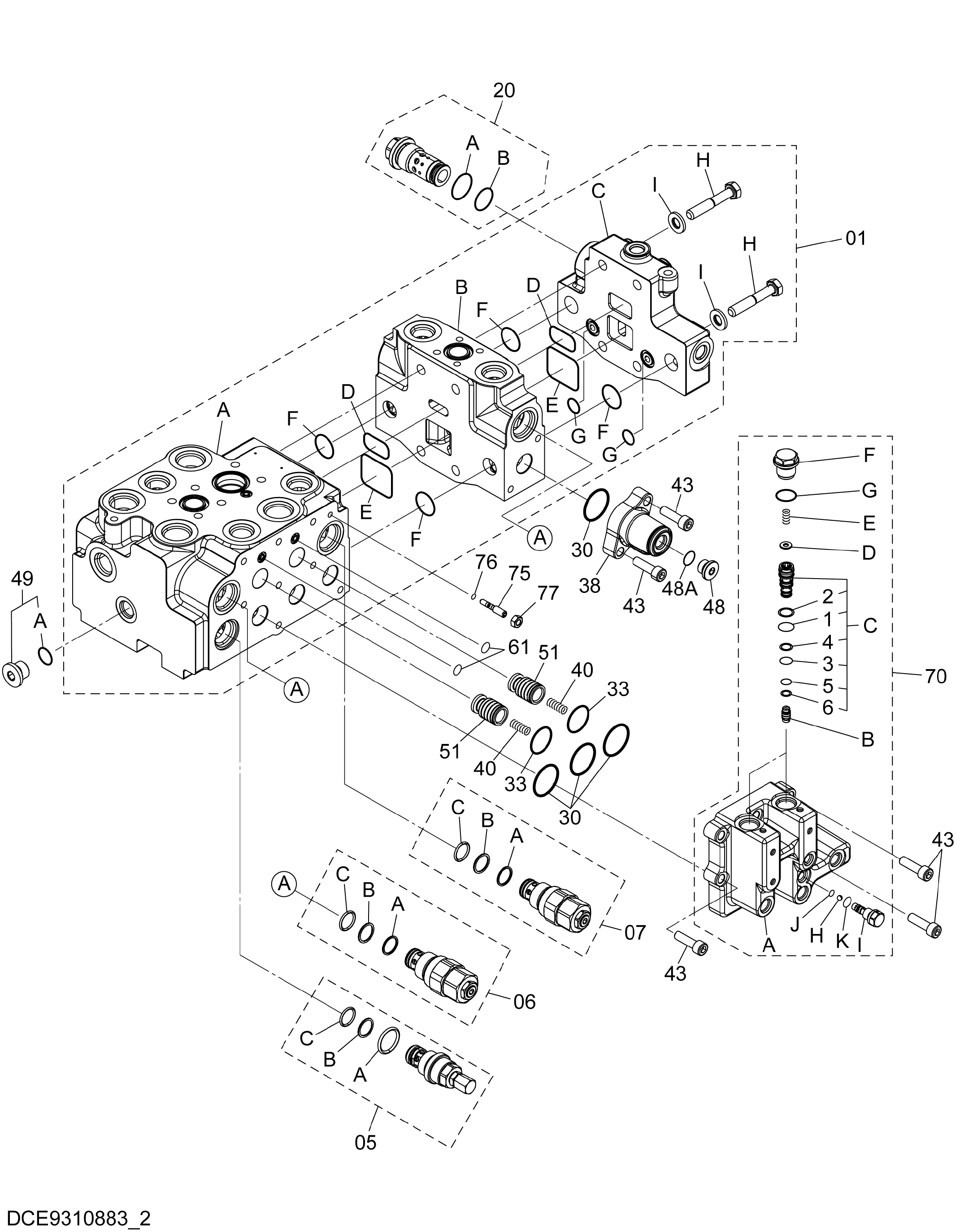 Схема Гидрораспределитель (2/2) HITACHI ZW250-5B
