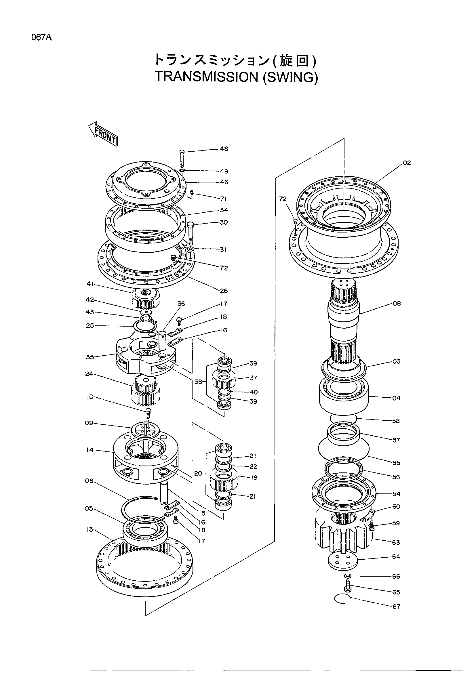 Схема Трансмиссия (поворот) HITACHI EX1800-3