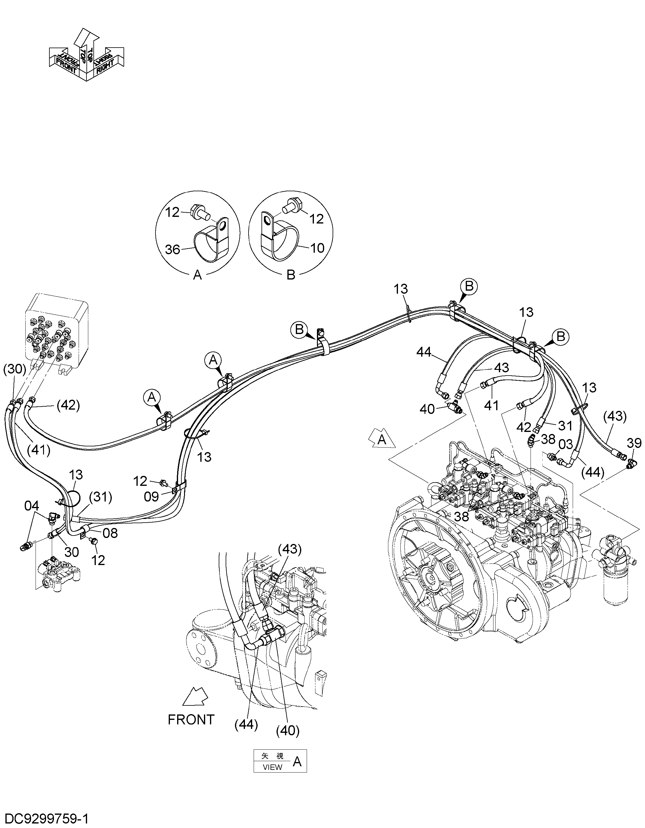 Схема Пилотные гидролинии (2) HITACHI ZX350LCN-5B
