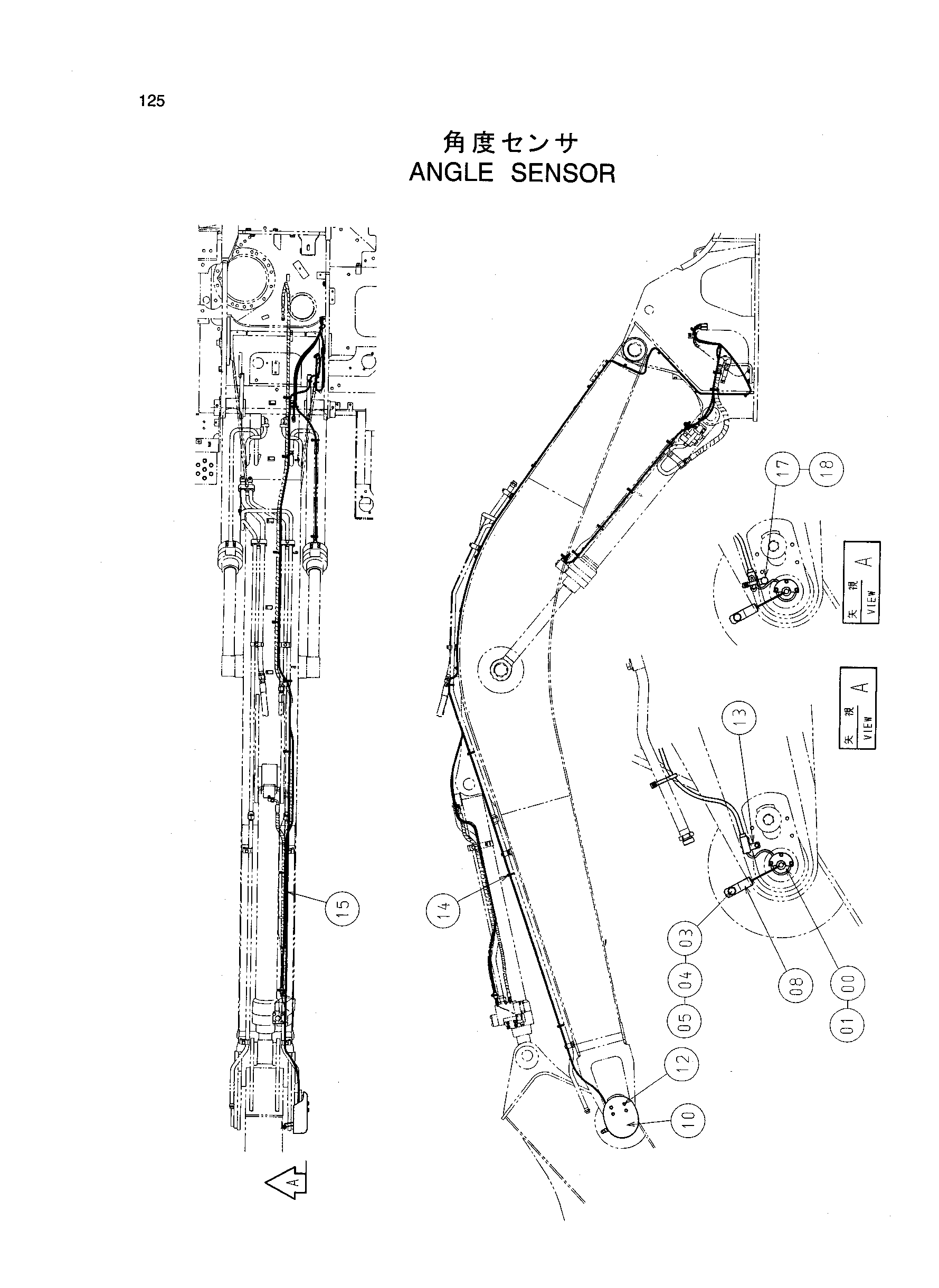 Схема Угол датчик HITACHI ZX225USR