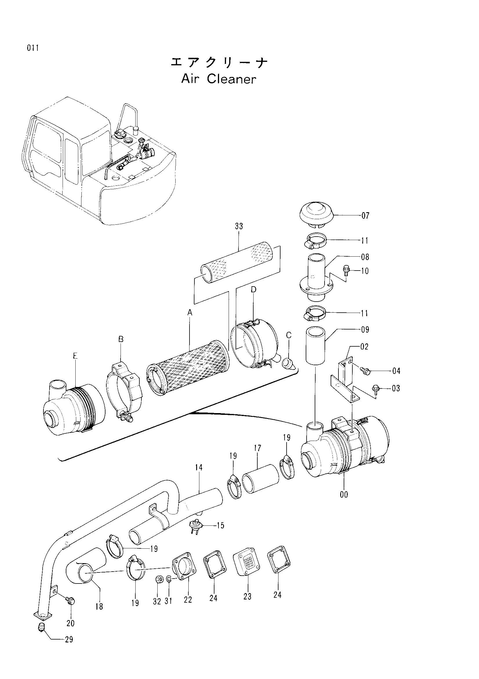 Схема Воздушный фильтр HITACHI EX60LCK-3