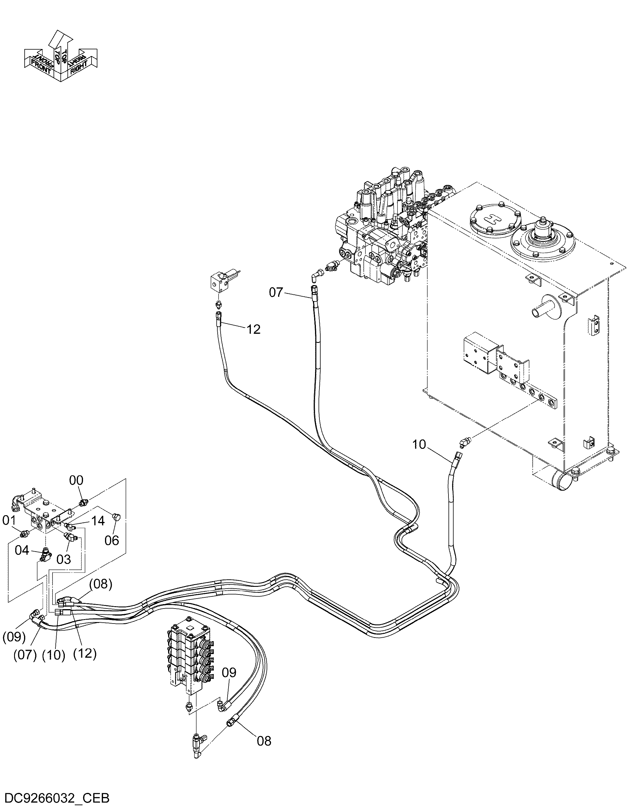Схема Пилотные гидролинии (K) HITACHI ZX140W-3-AMS