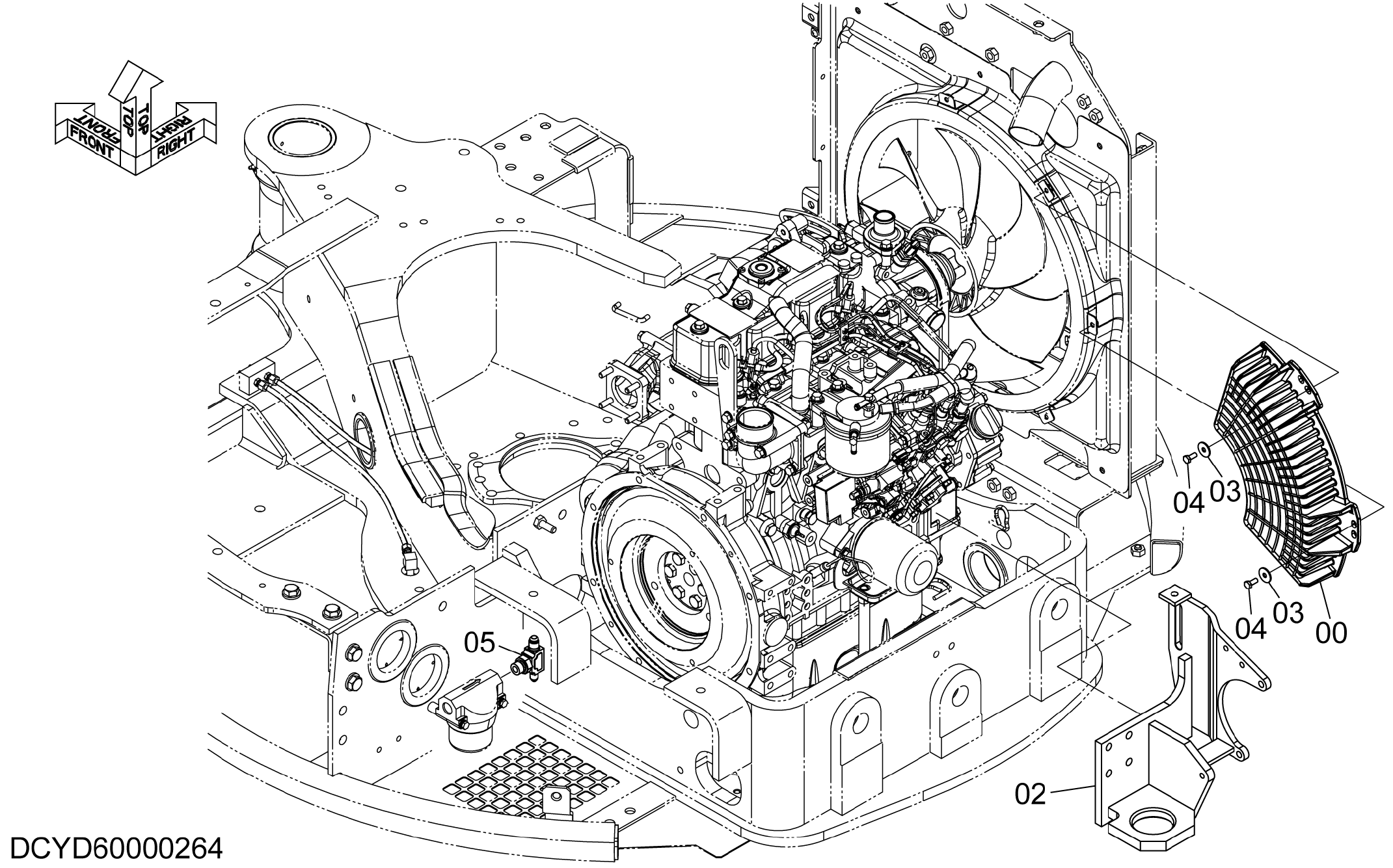 Схема Двигатель детали (с кондиционер) HITACHI ZX35U-5A