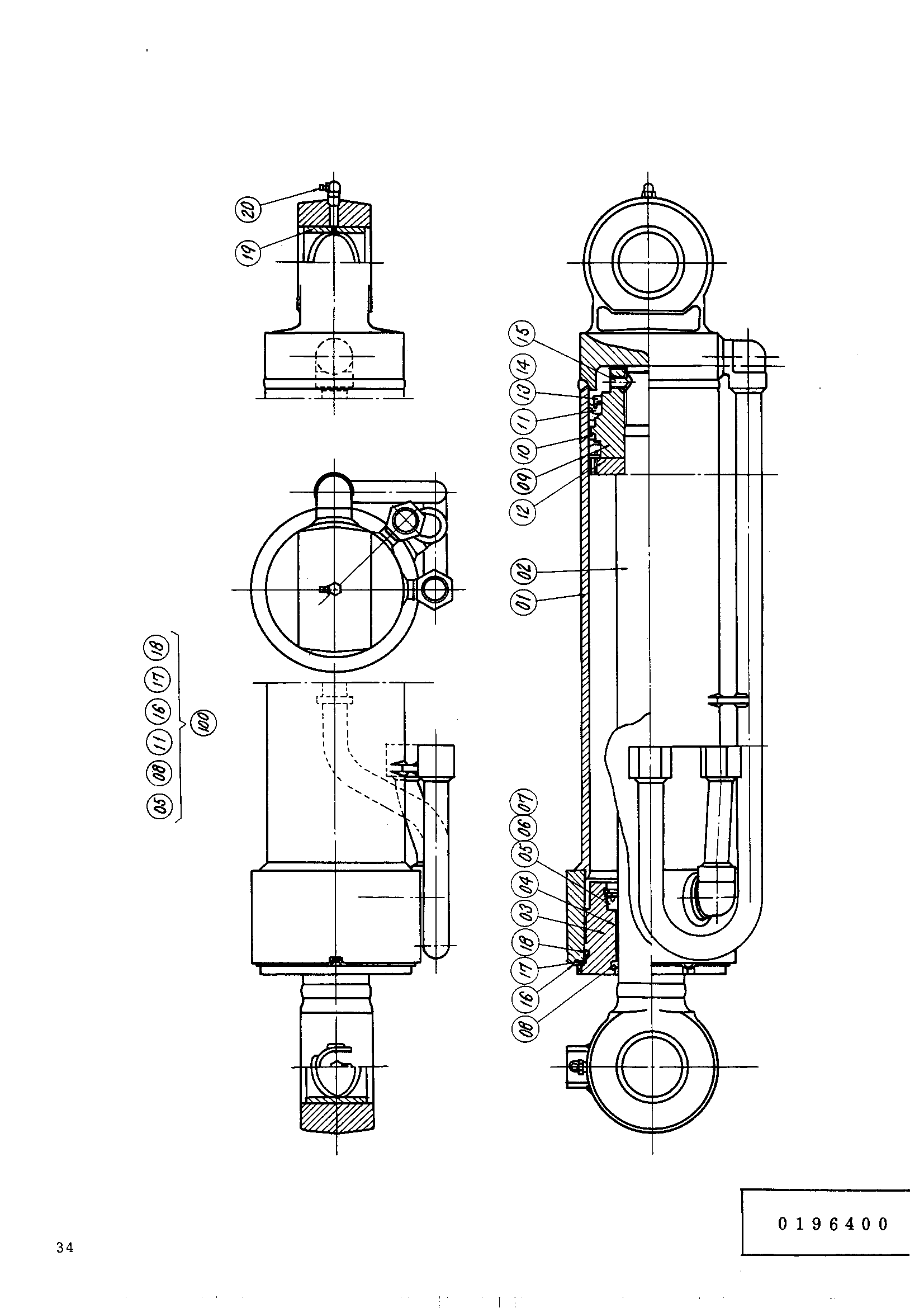 Схема Смещаемый гидроцилиндр HITACHI UH031