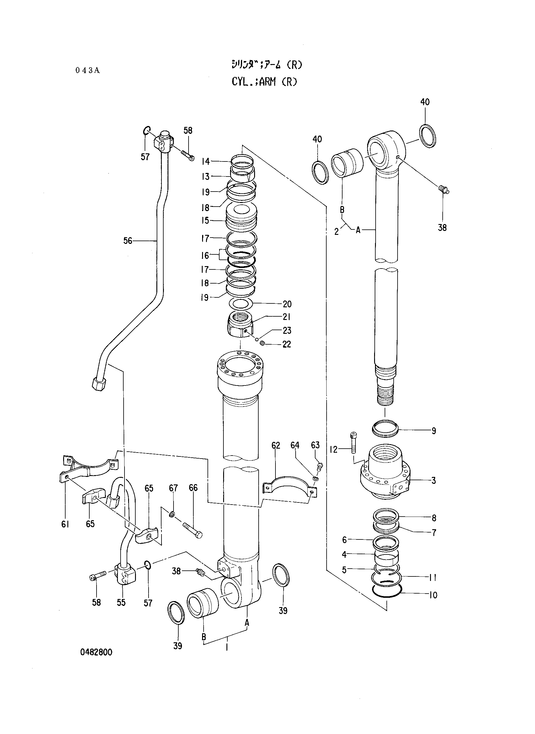 Схема Гидроцилиндр рукояти (правый) HITACHI RX2000-2