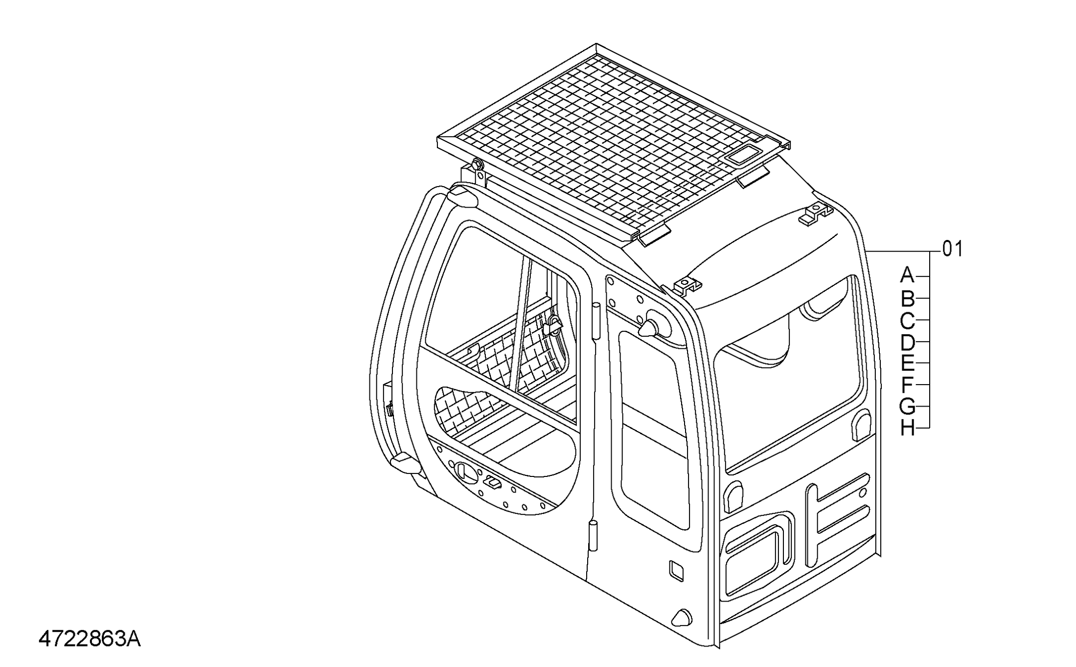 Схема Кабина HITACHI ZX250K-3G