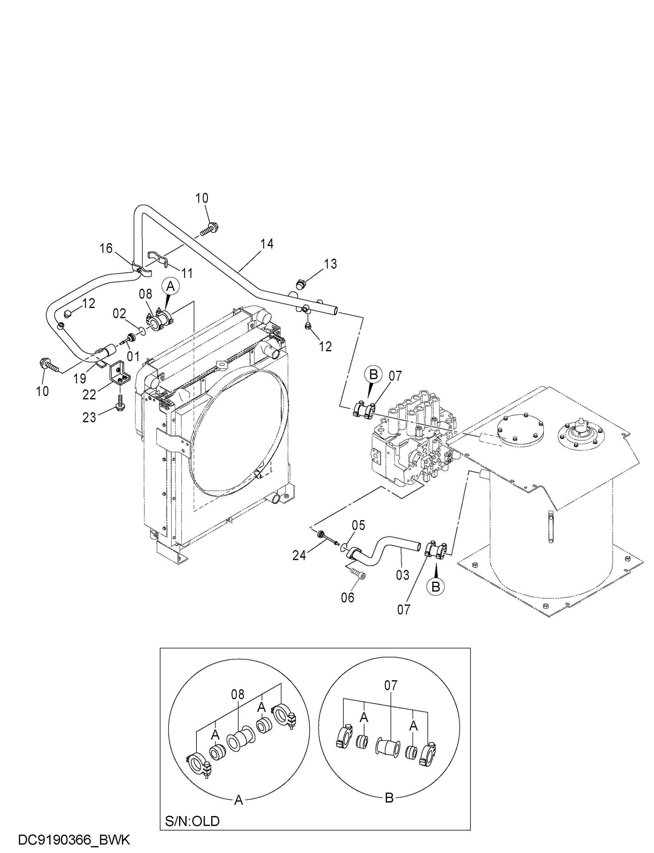 Схема Обратные трубопроводы (1) HITACHI ZX250LCH-3G