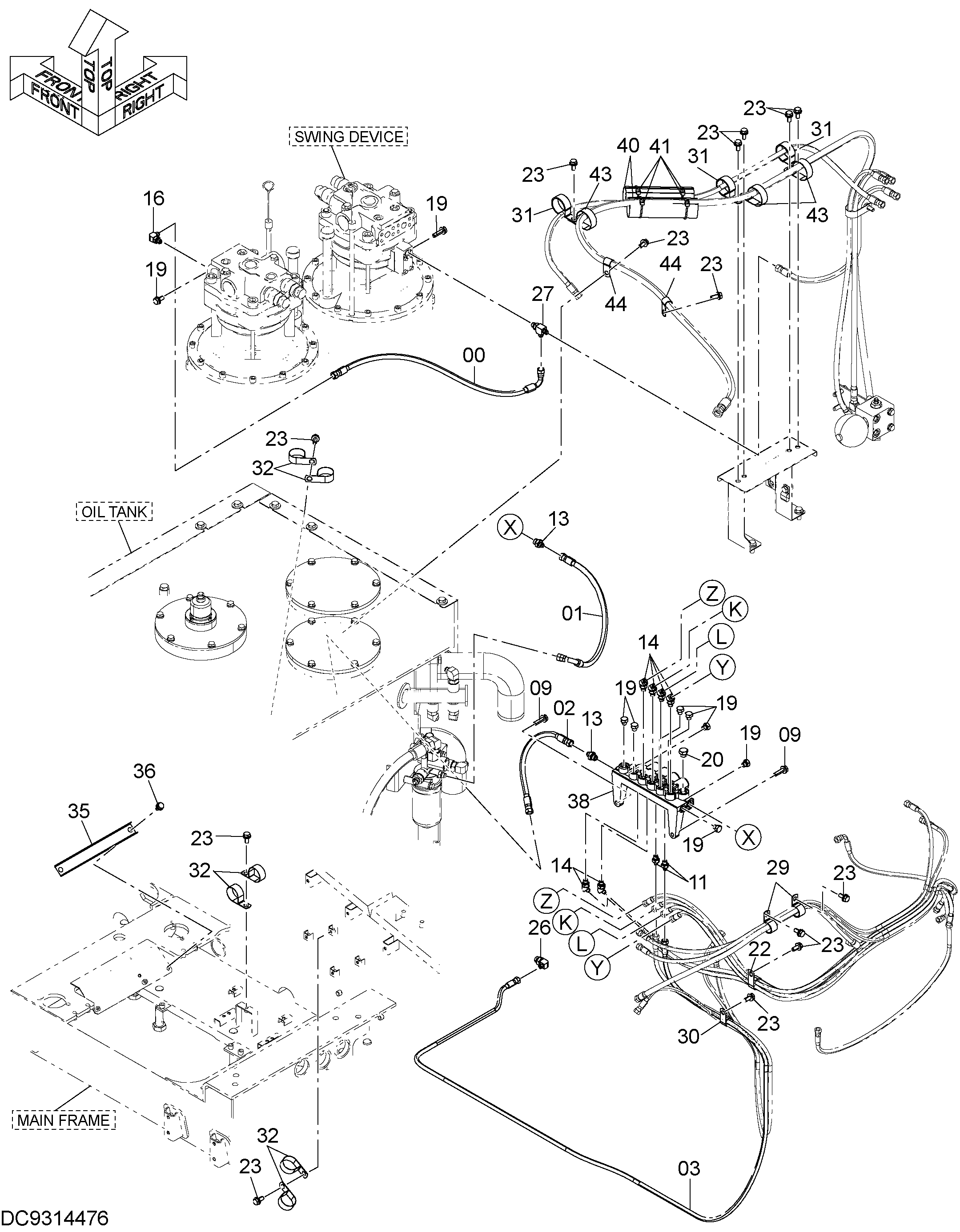Схема Пилотные гидролинии (4) HITACHI ZX870LCR-5G