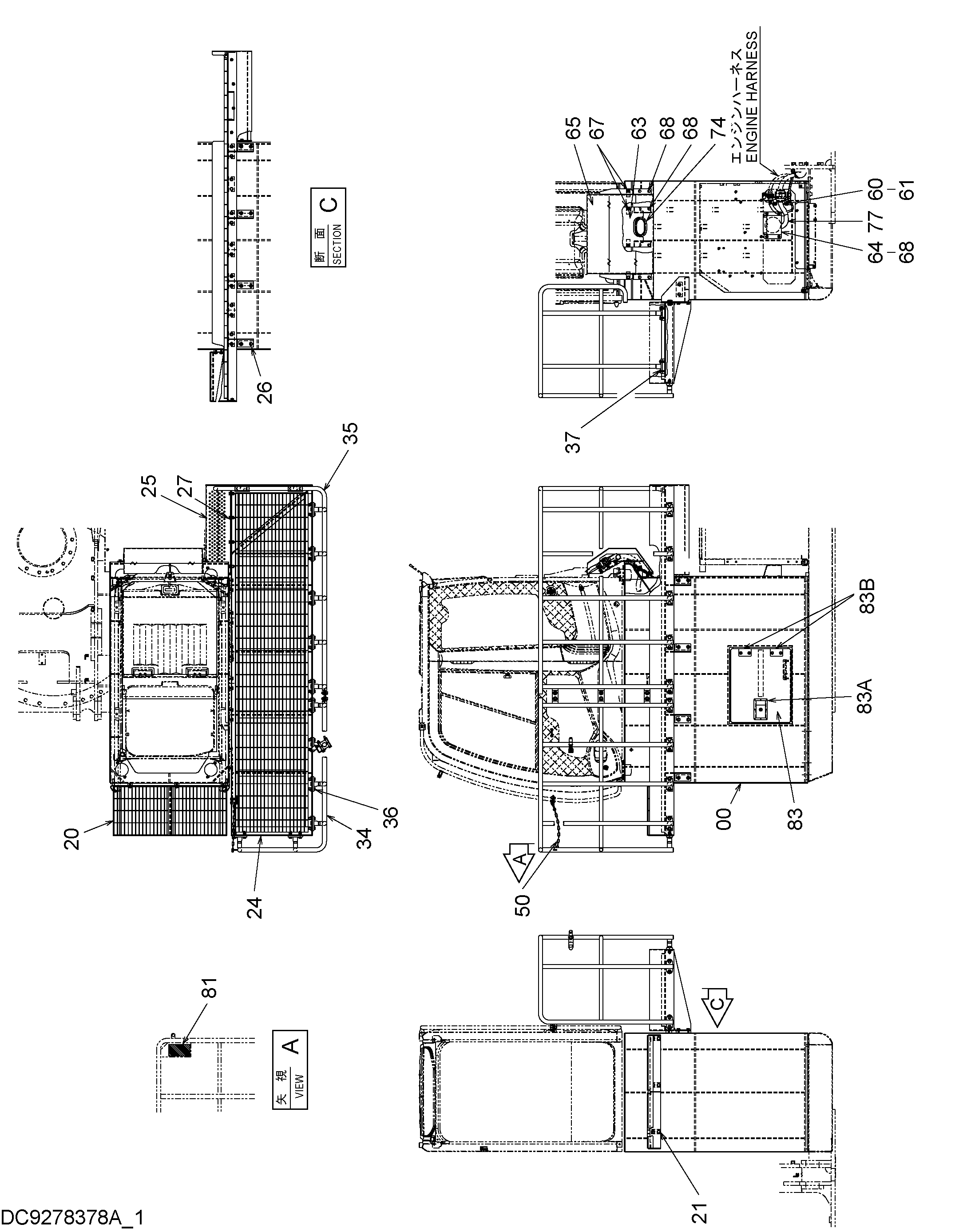 Схема Хигх-моунт кабина галлерй ступень (1.5m)(1) HITACHI ZX330-3