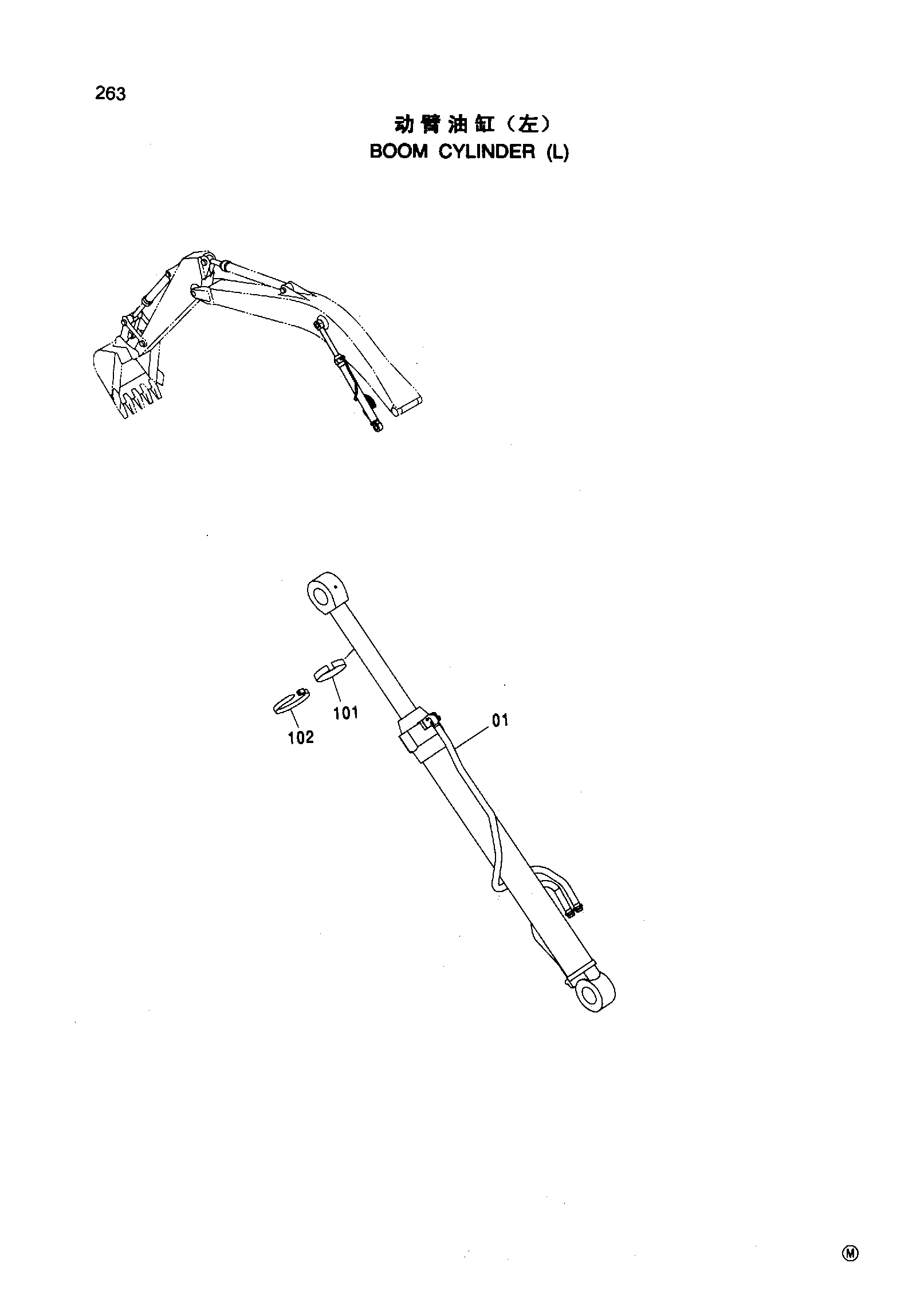 Схема BOOM CYLINDER ( L ) HITACHI ZX270-HHE