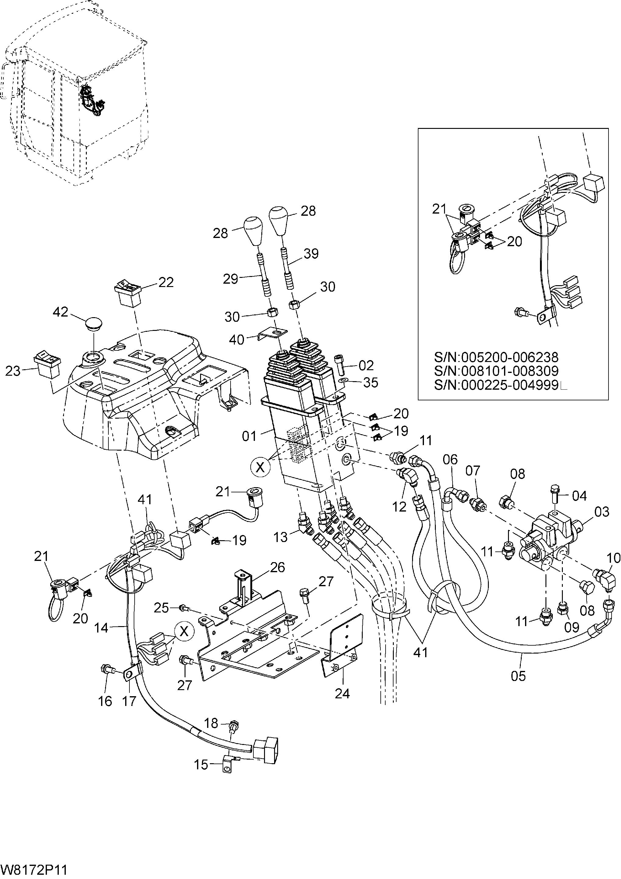 Схема Пилотные гидролинии(2-золотник)(2PL) HITACHI ZW310-A