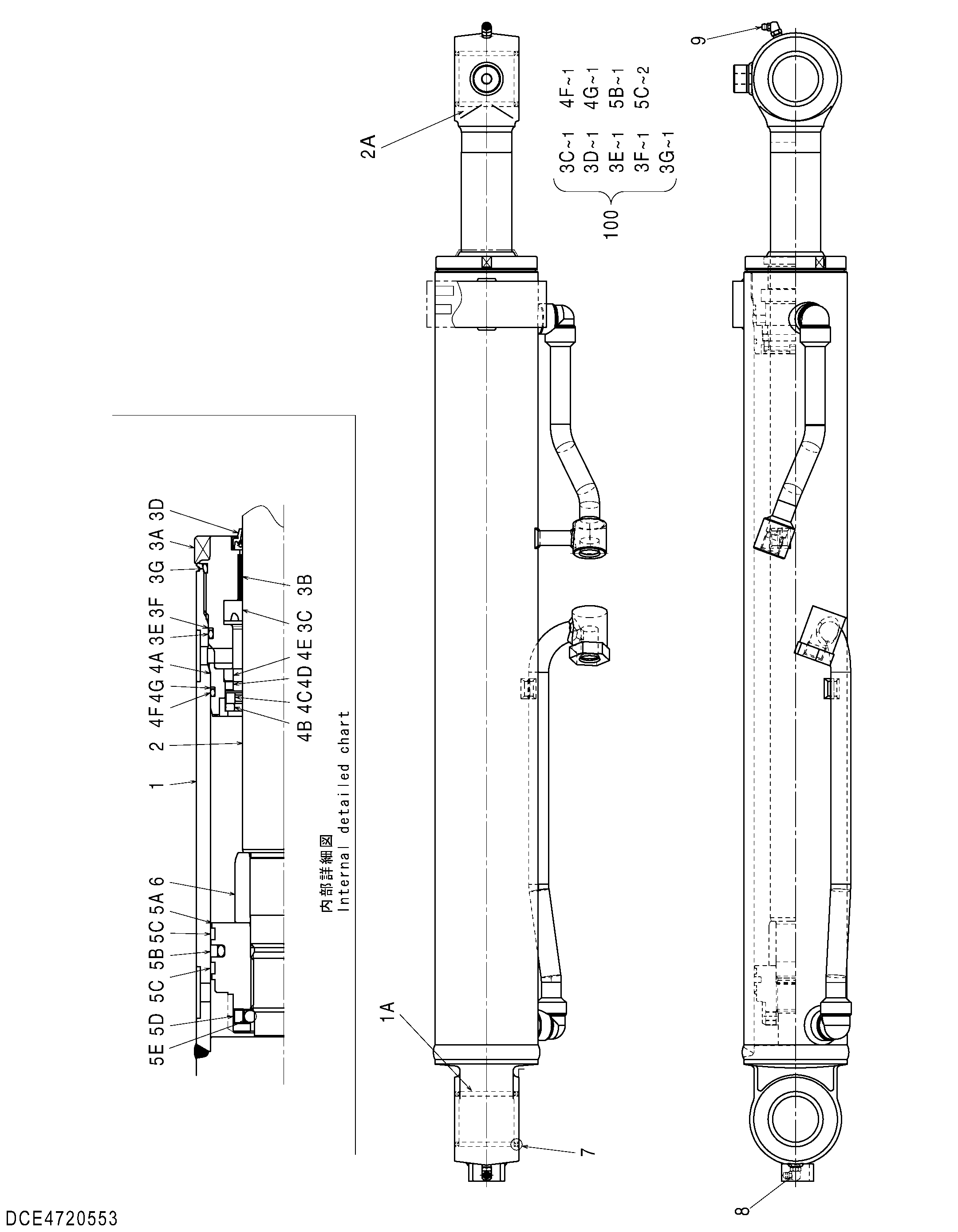 Схема Гидроцилиндр стрелы HITACHI ZX40WM-3D