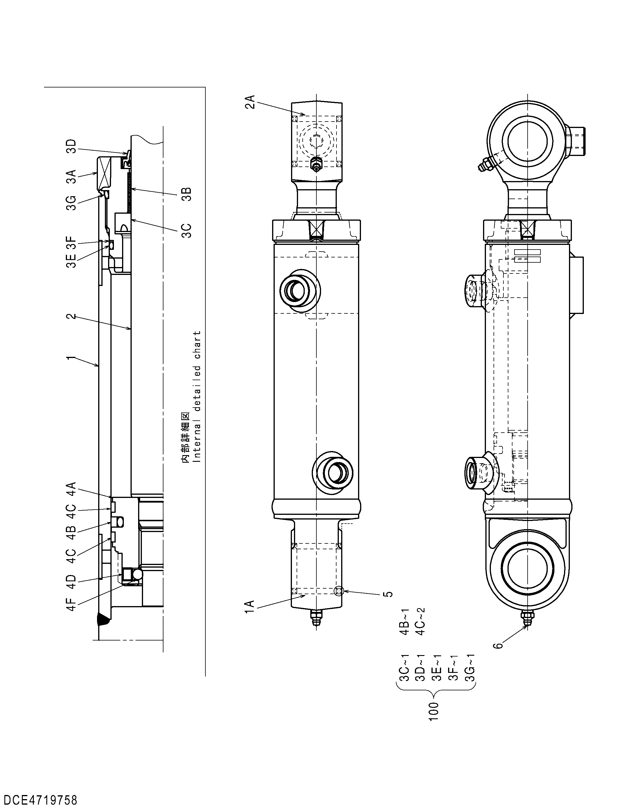 Схема Гидроцилиндр отвала HITACHI ZX40WM-3D