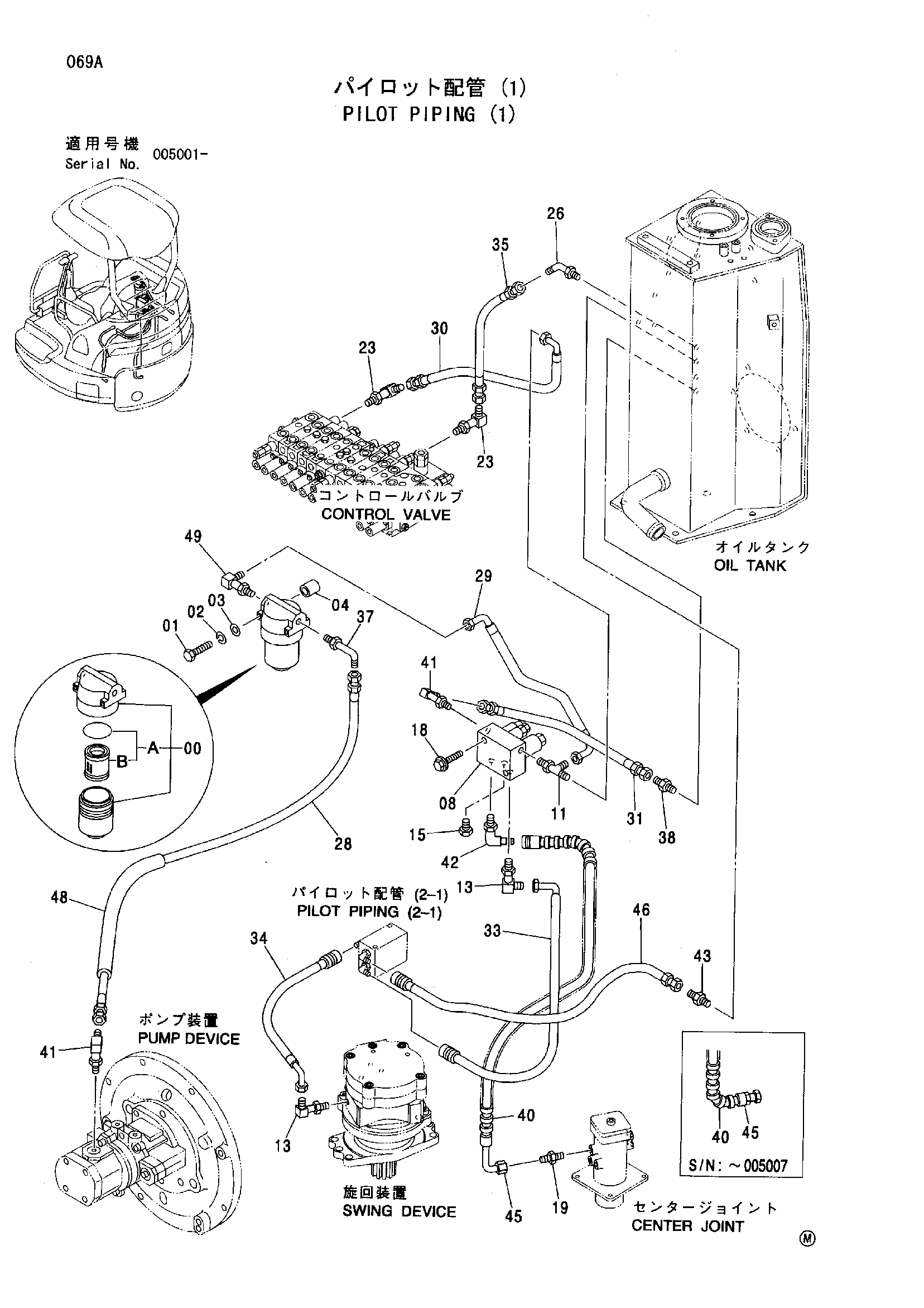 Схема Пилотные гидролинии (1) HITACHI ZX30U
